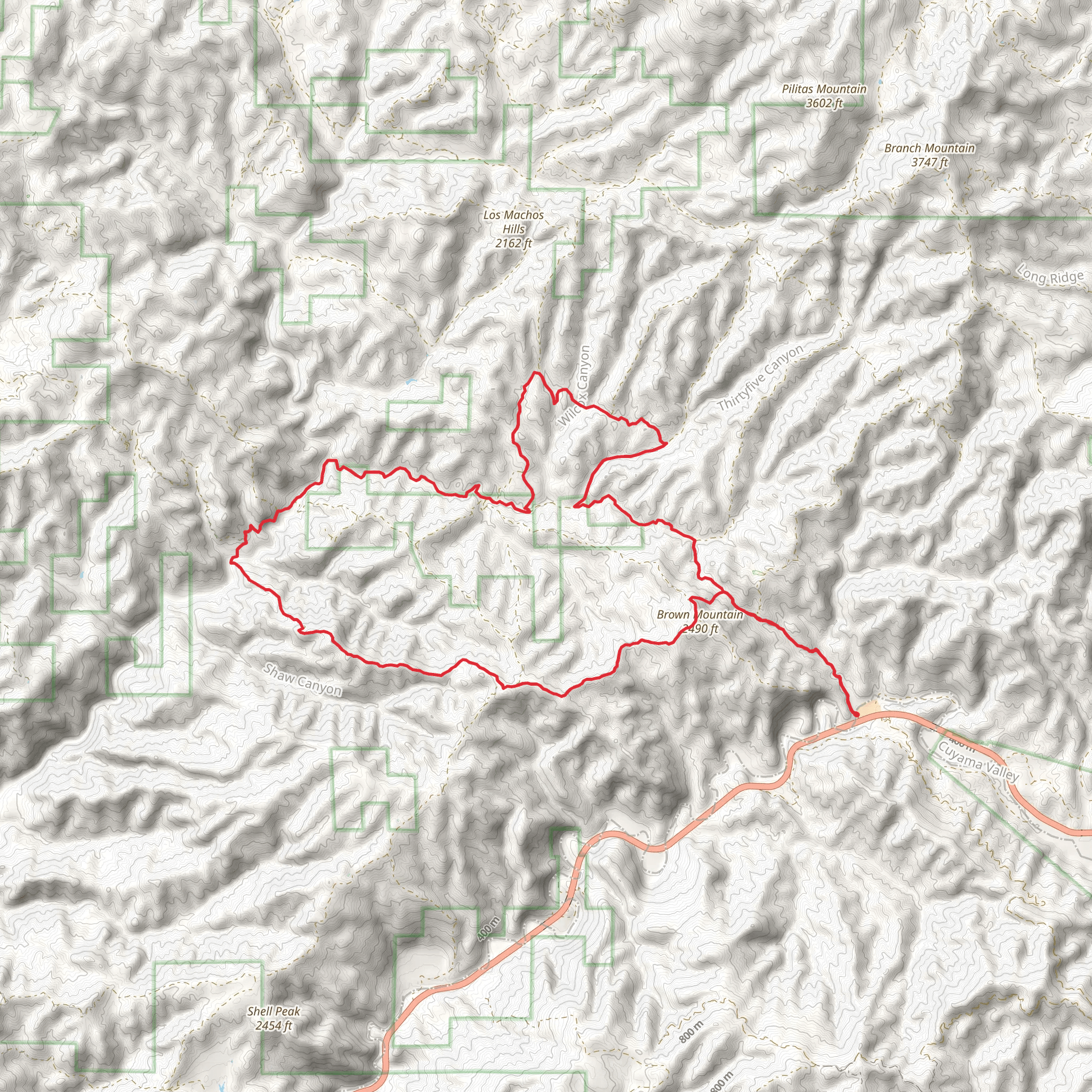 Brown Mountain, Alamo Creek and Cable Corral Road Loop mobile static map