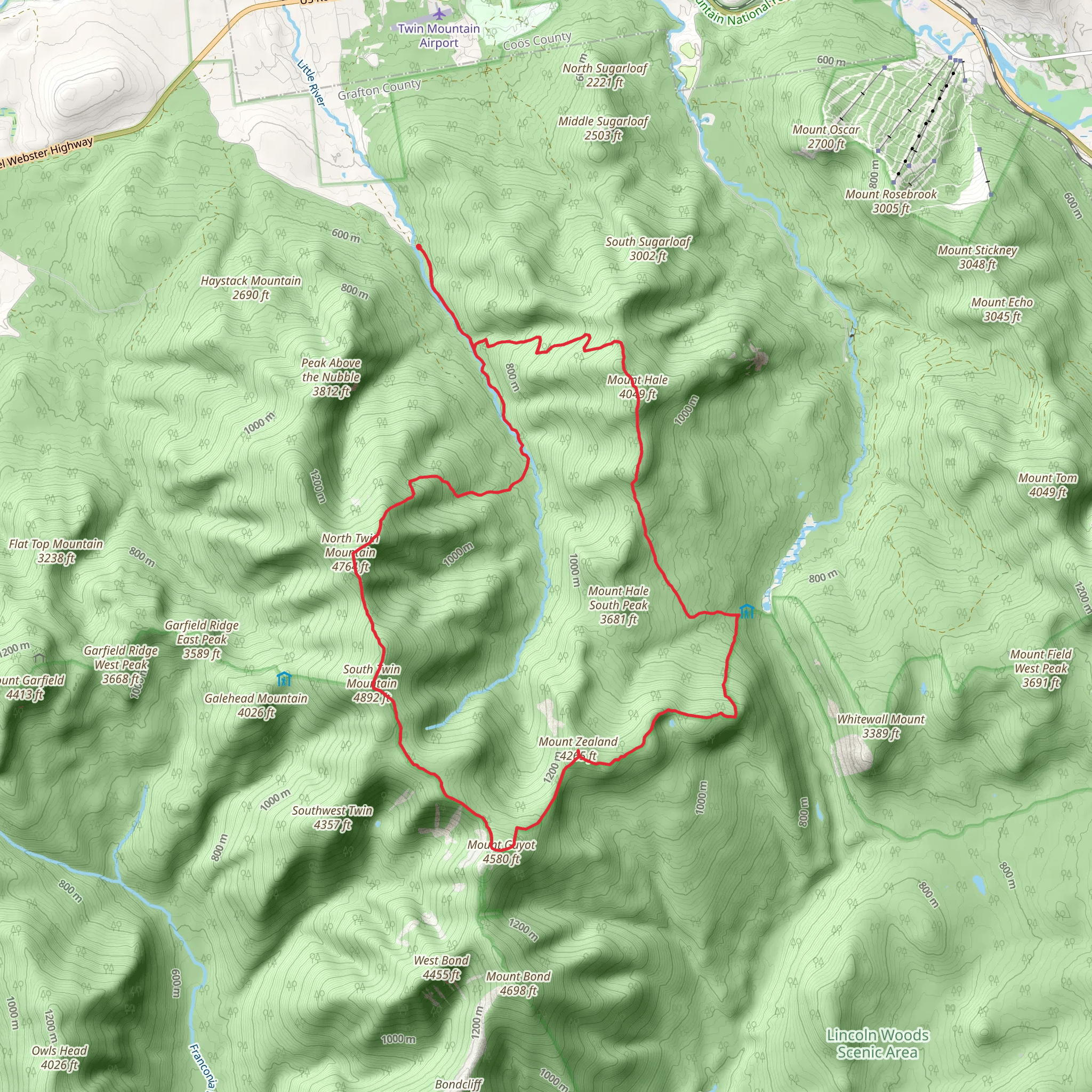 Mount Hale South Peak Loop mobile static map