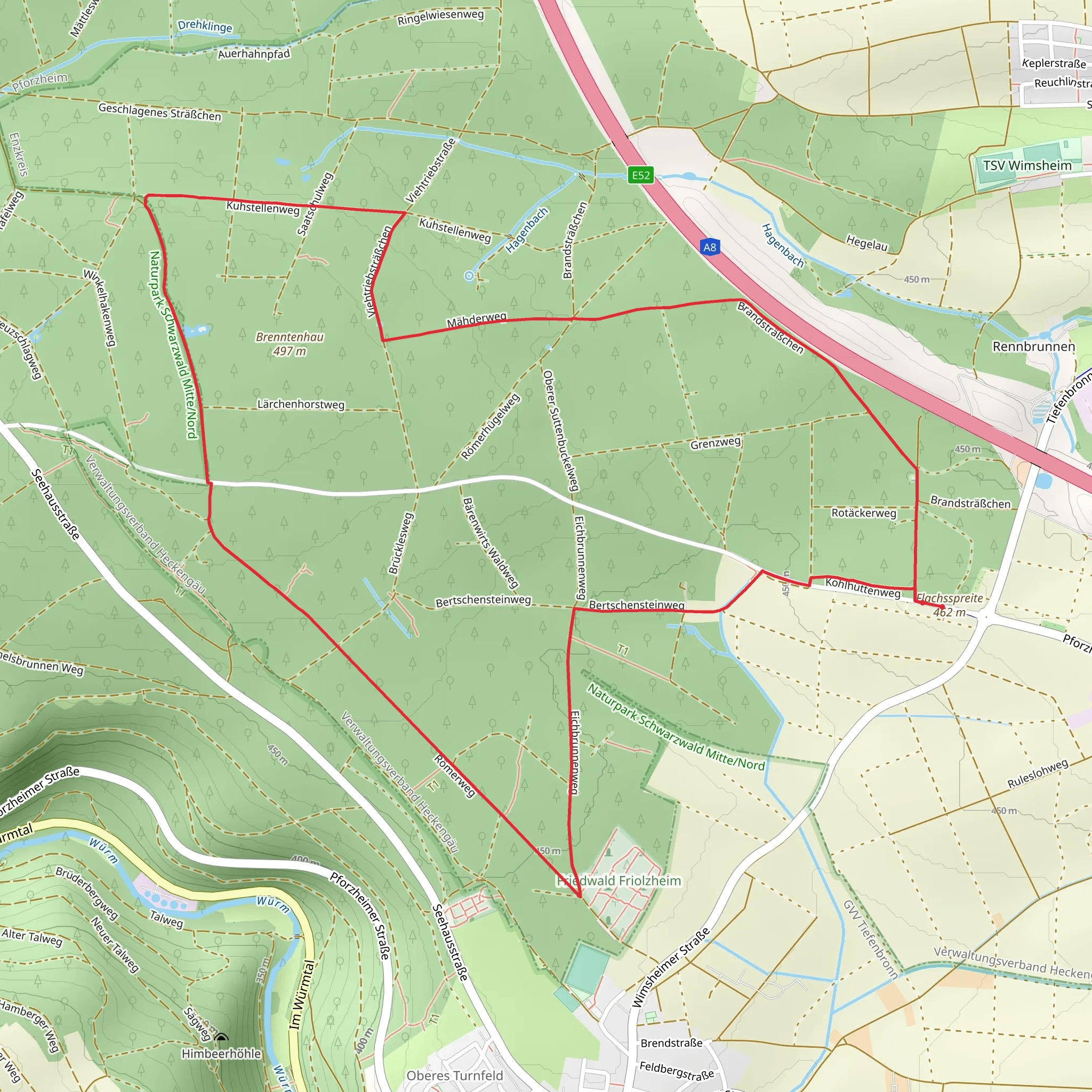Flachsspreite and Brenntenhau Loop mobile static map