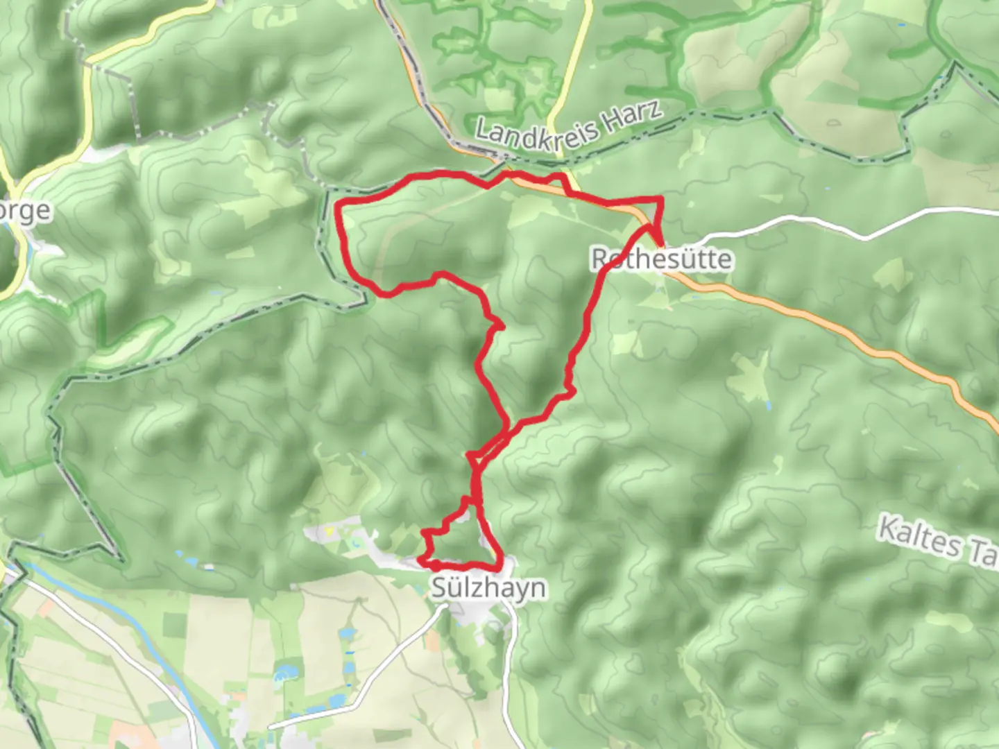 An image depicting the trail Sackberg and Rothesutte Loop and its surrounding area.