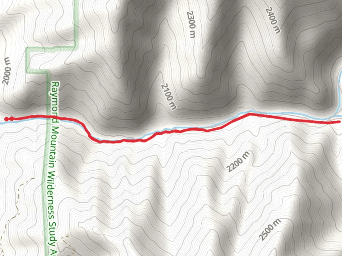 An image depicting the trail Raymond Creek and its surrounding area.