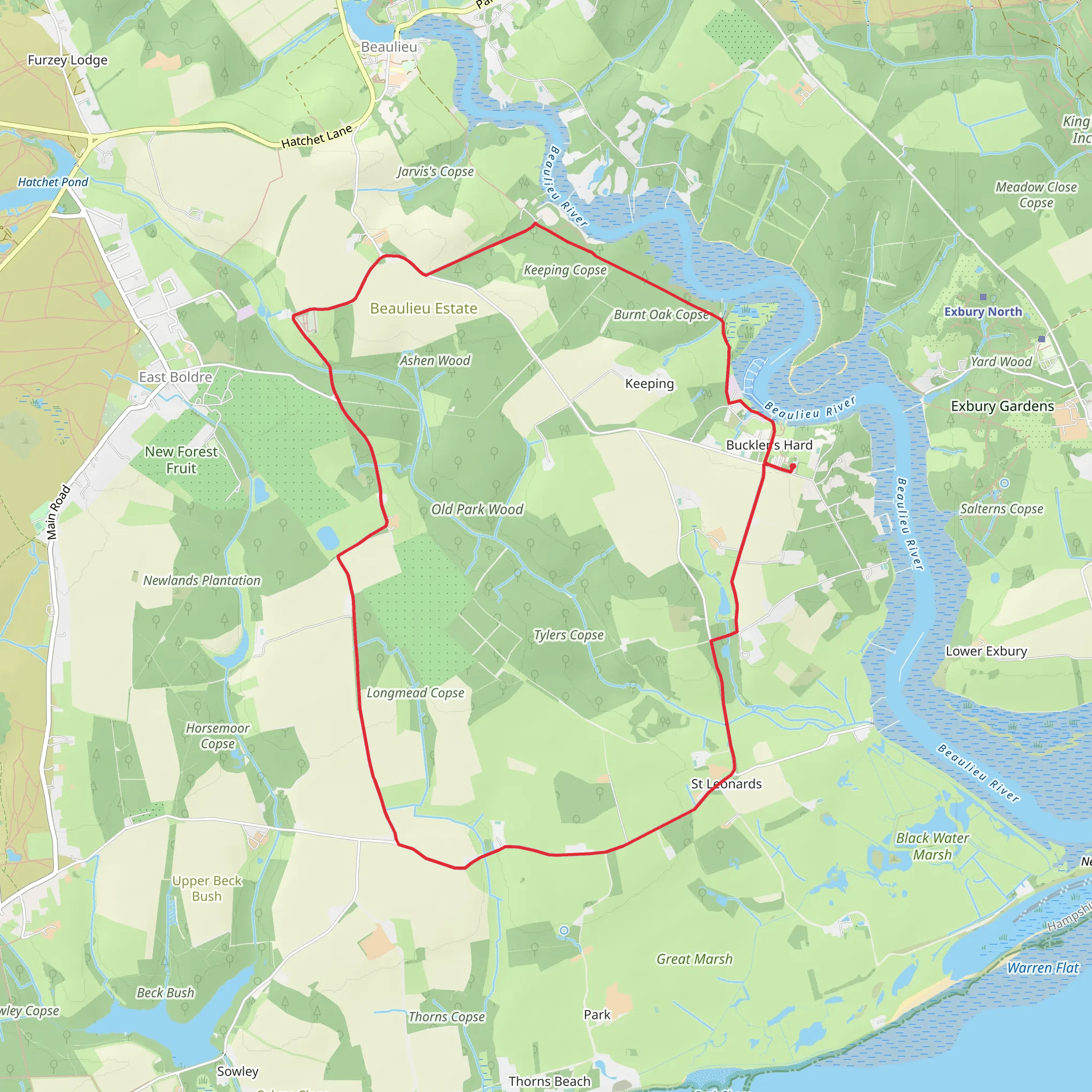 Keeping Copse, High Wood and Burnt Oak Copse mobile static map