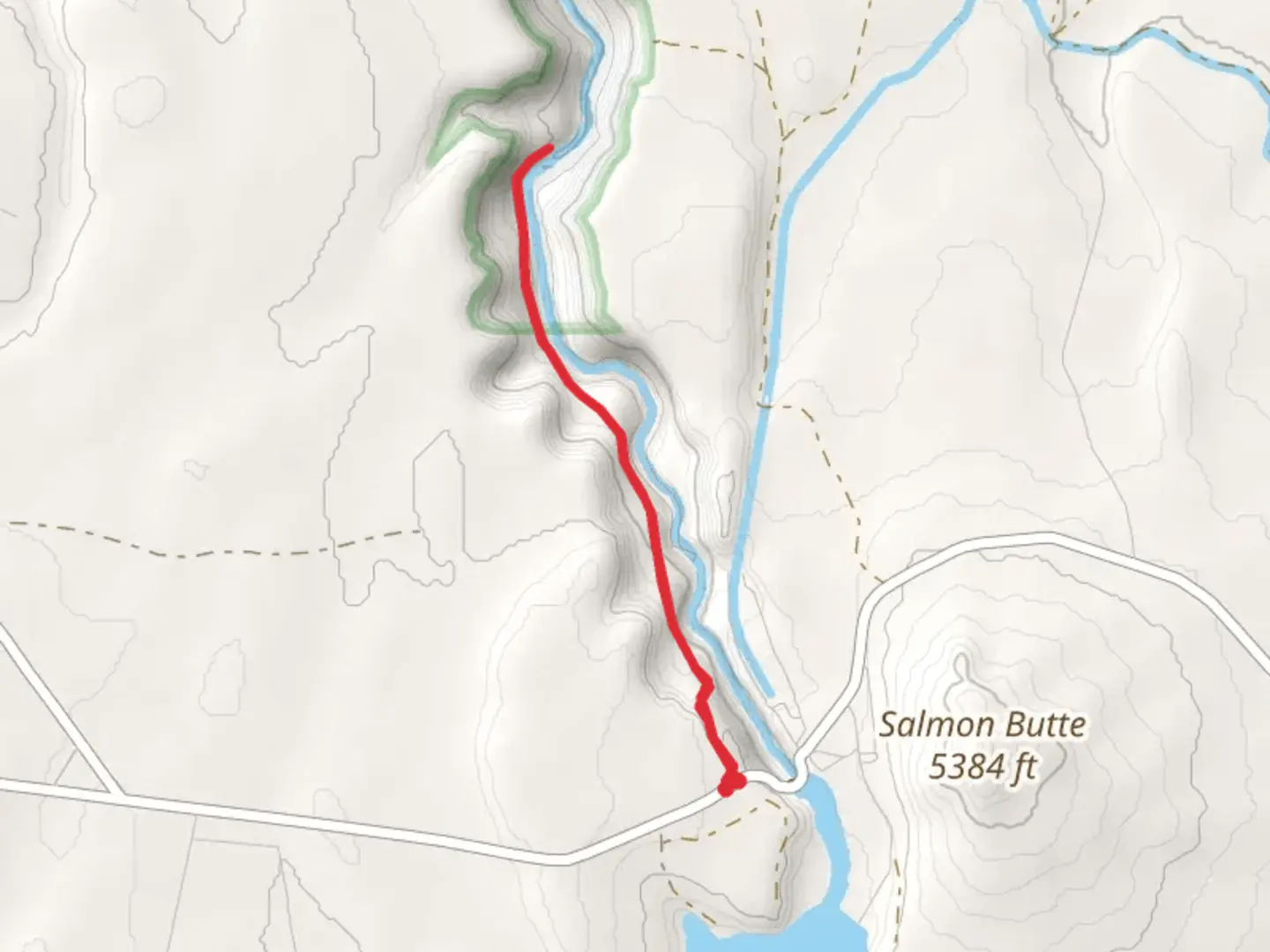 An image depicting the trail Salmon Falls Creek Out and Back and its surrounding area.
