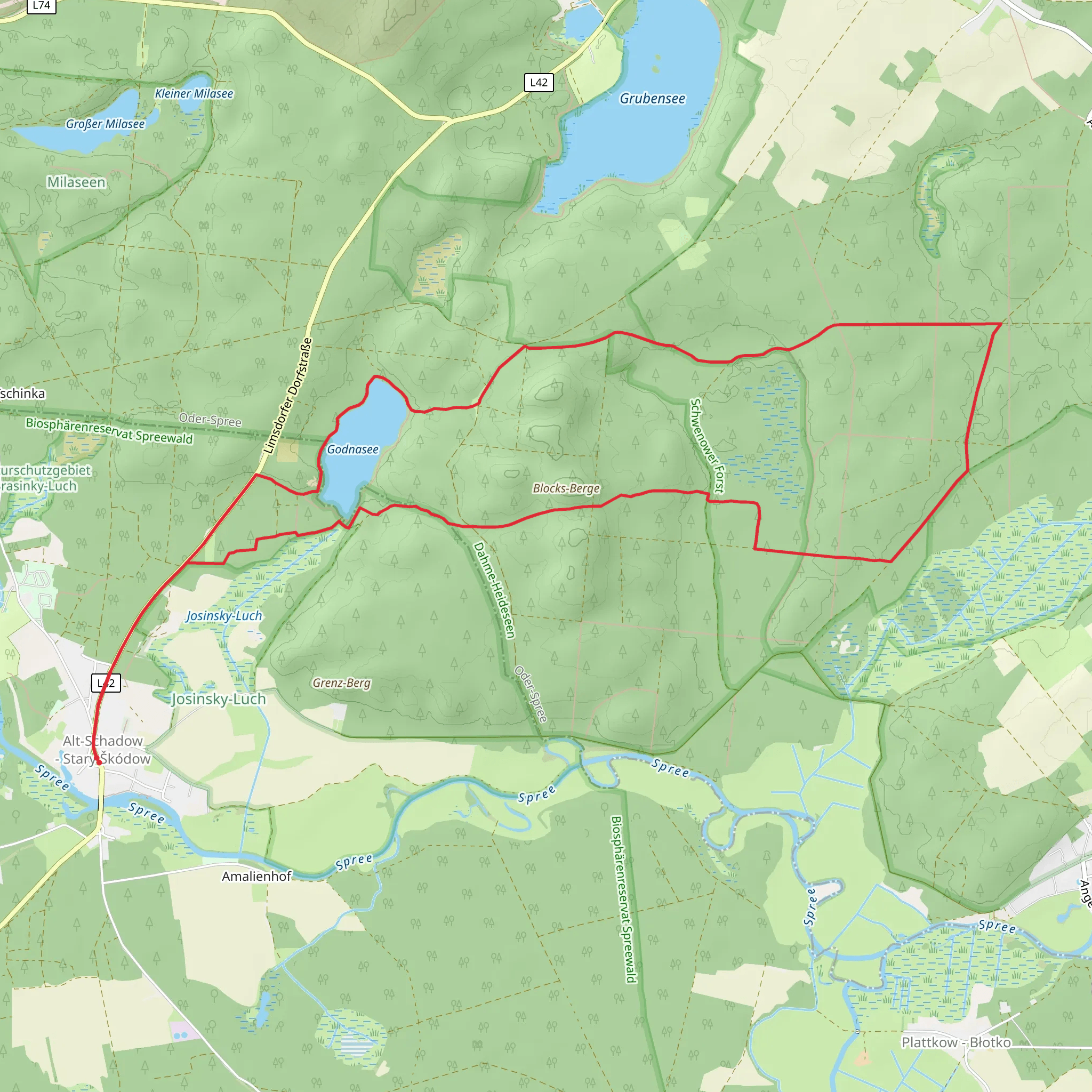 Godnasee and Blocks-Berge Loop via 66 Seen Wanderweg mobile static map