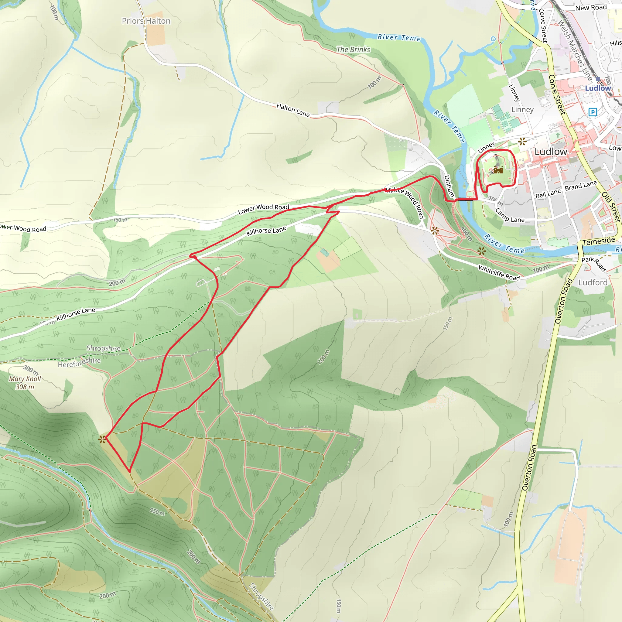 Upper Evens and Castle Walk mobile static map