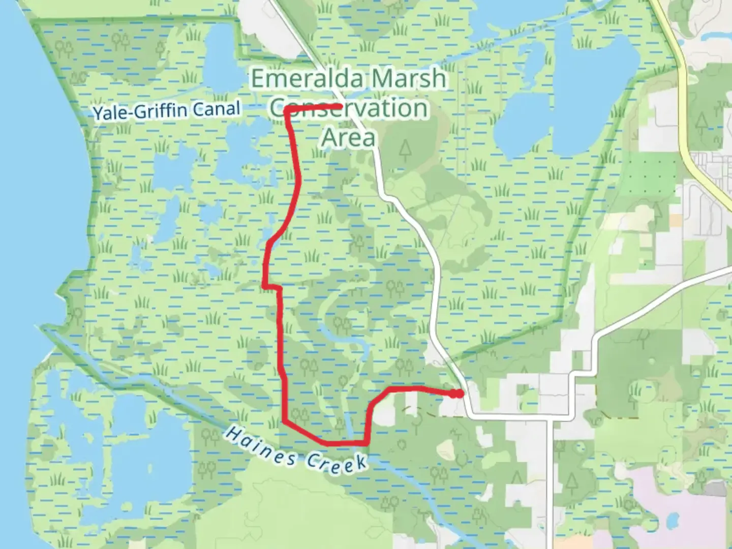An image depicting the trail Yale-Griffin Canal Walk and its surrounding area.