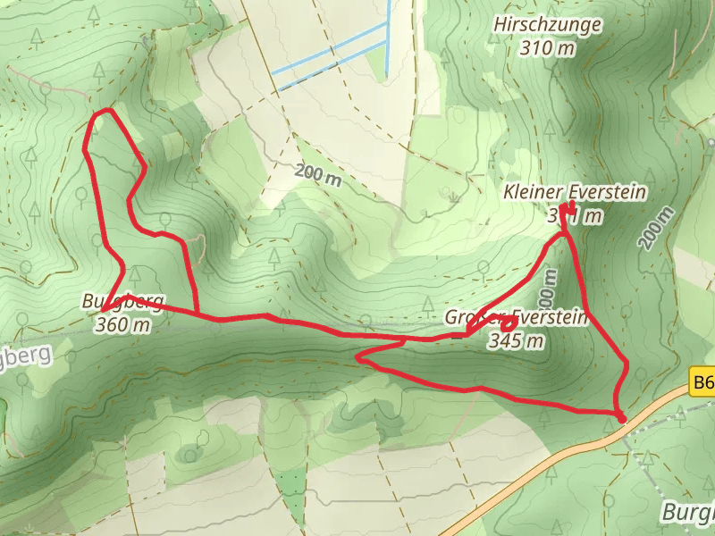 Kleiner Everstein, Großer Everstein and Burgberg Loop via Wanderweg X28