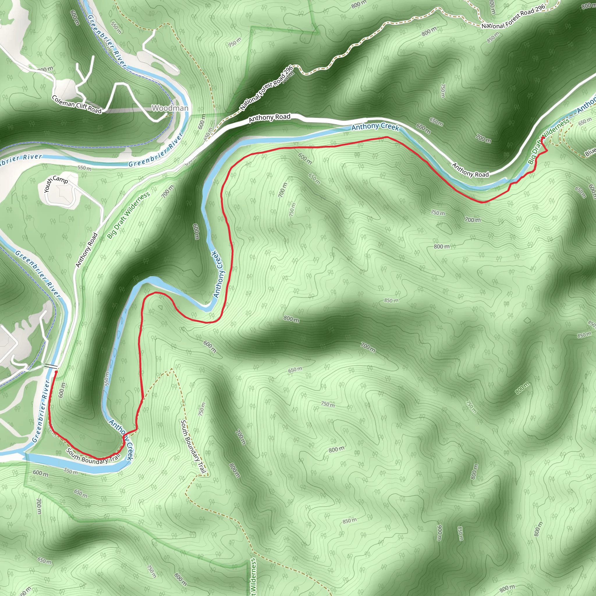 Anthony Creek Trail mobile static map