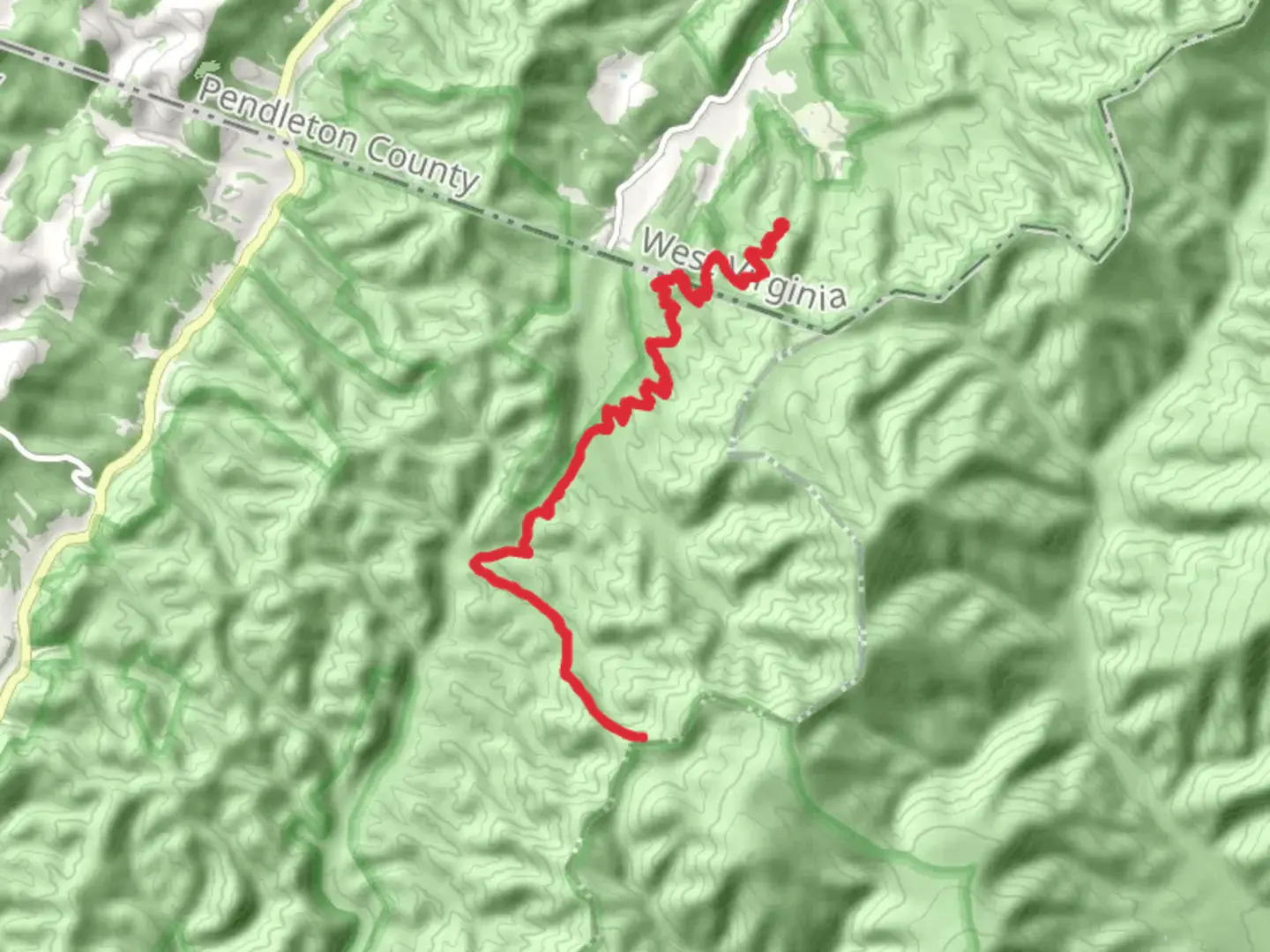 An image depicting the trail Sinclair Hollow Trail via Shaws Fork Trail and its surrounding area.