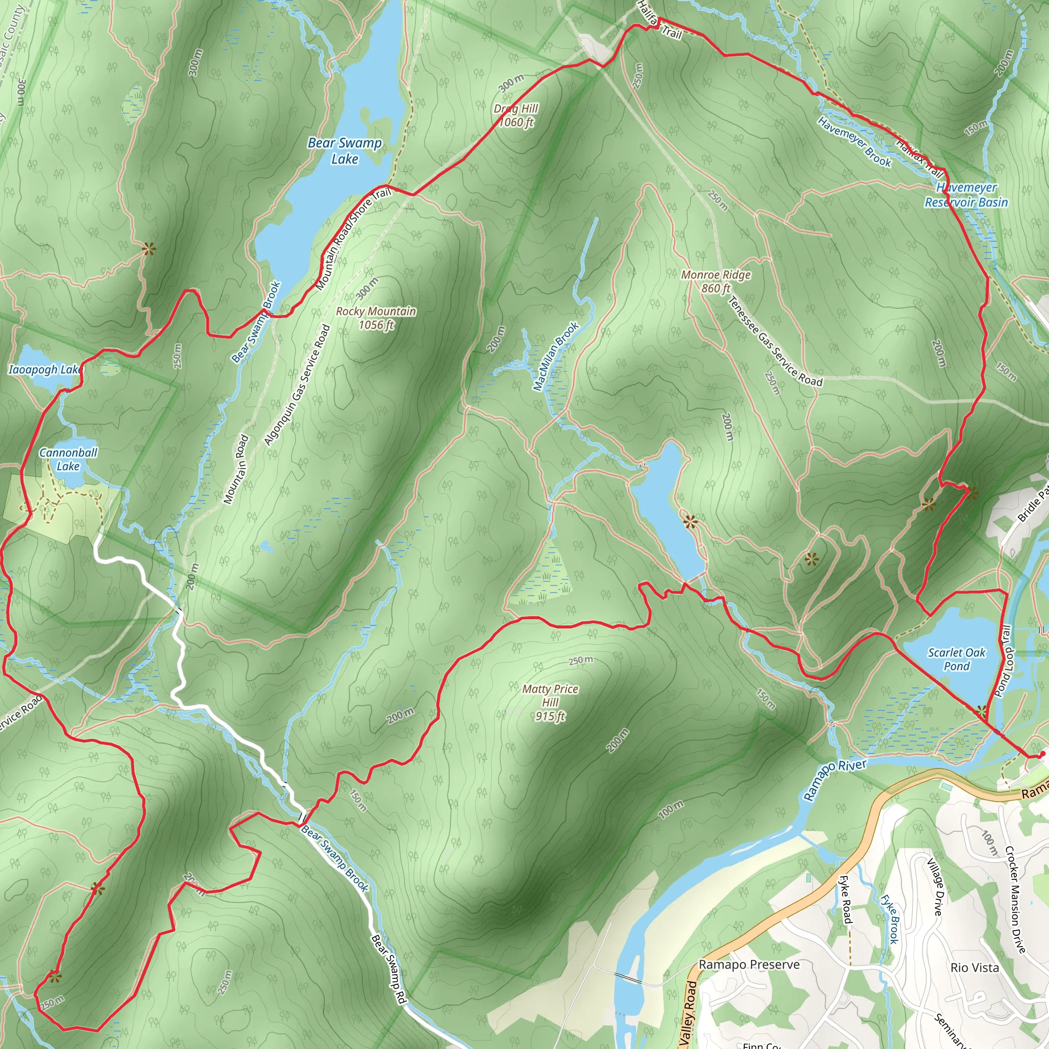 Marsh, Cannonball, Drag Hill and Halifax Loop Trail mobile static map