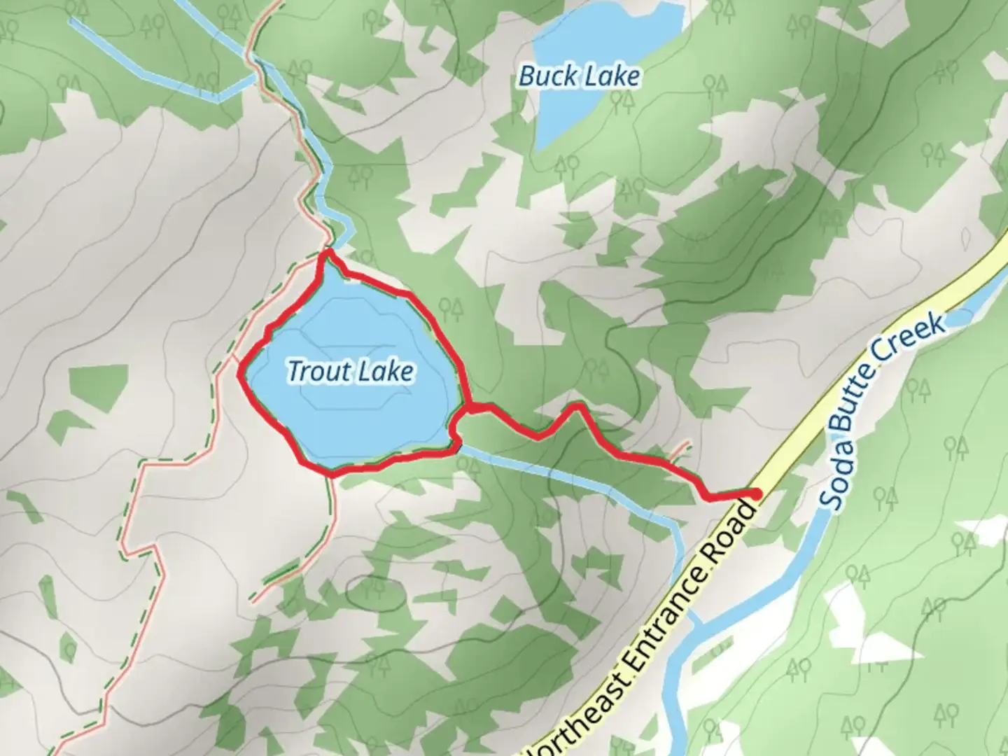 An image depicting the trail Trout Lake Loop and its surrounding area.