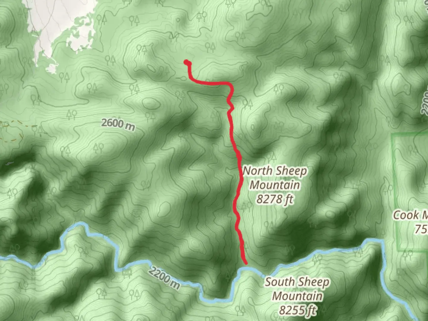 An image depicting the trail North Sheep Mountain Trail and its surrounding area.
