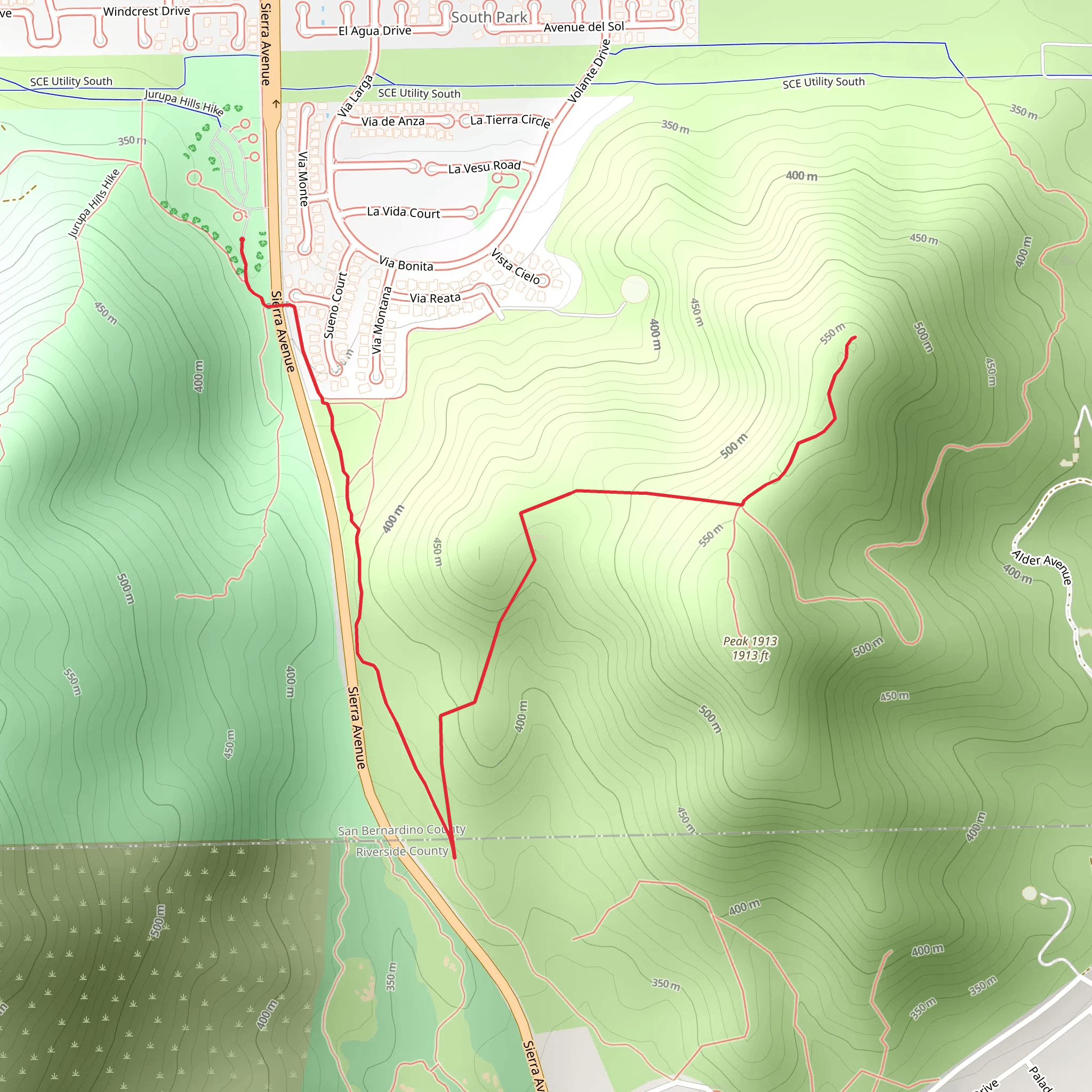 Sierra Avenue Peak Walk - East mobile static map