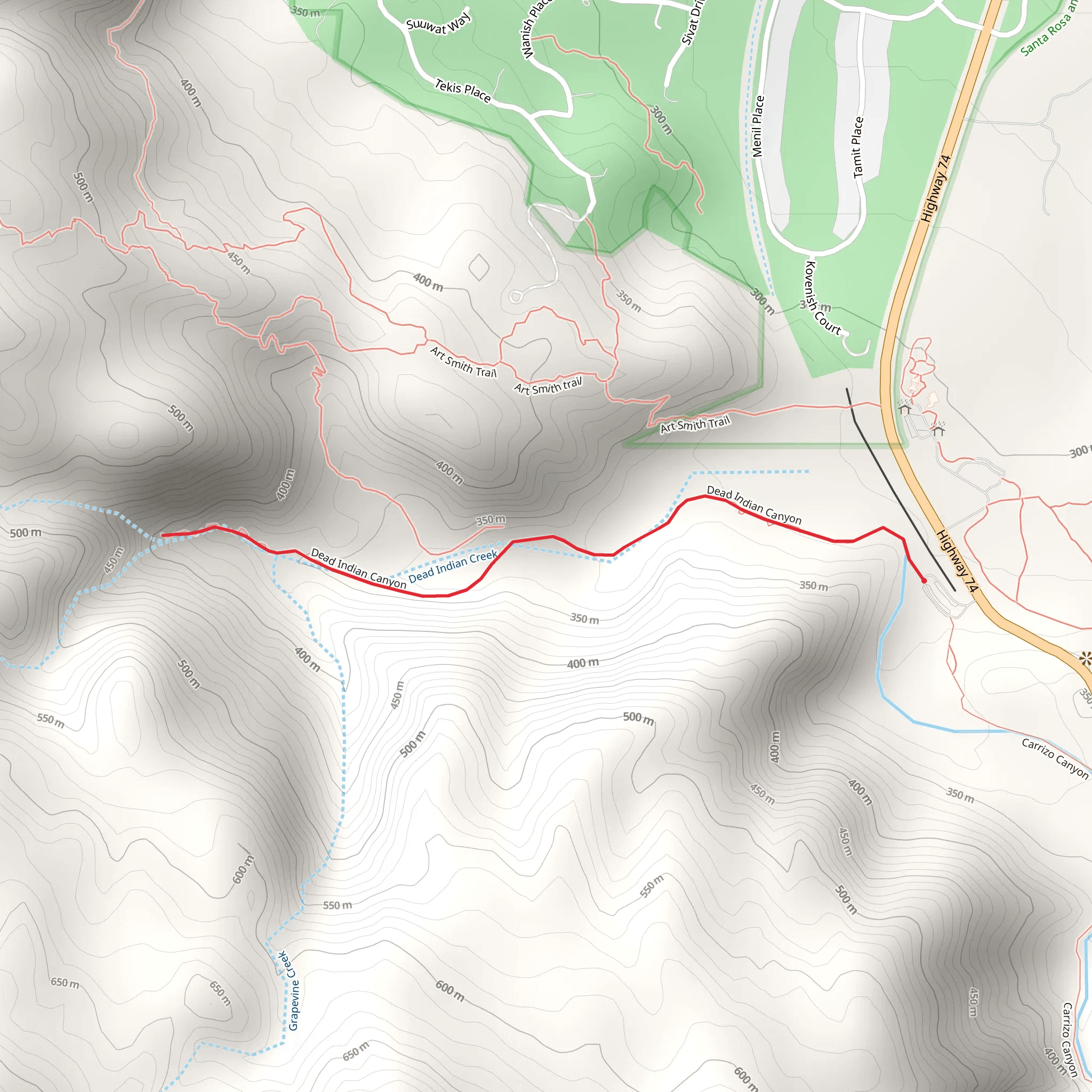 Dead Indian Canyon mobile static map