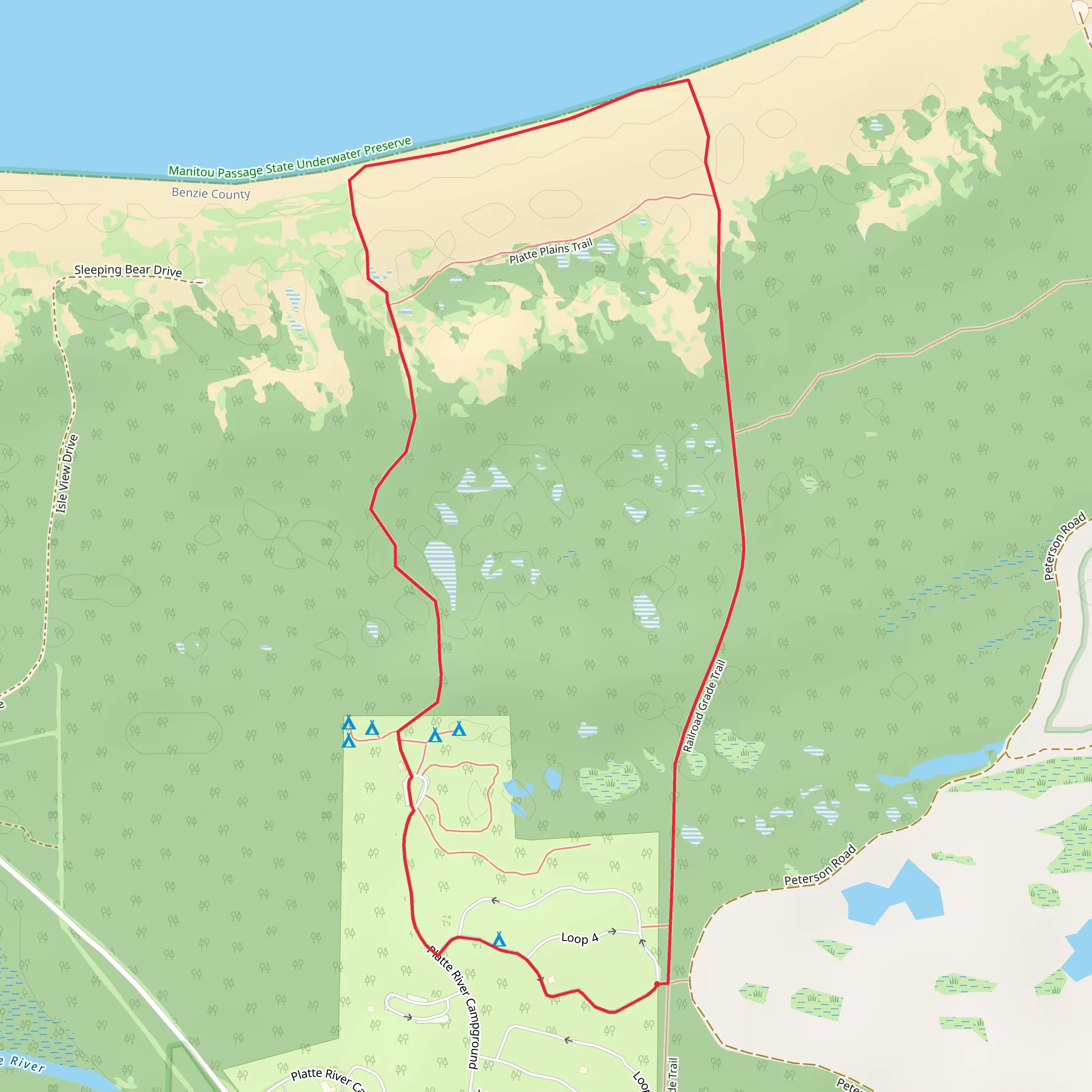 Platte River Campground North Shore Loop mobile static map
