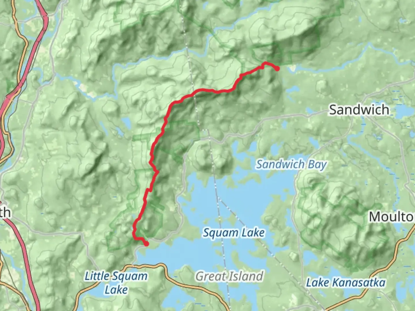An image depicting the trail Mount Webster and Mount Livermore and its surrounding area.