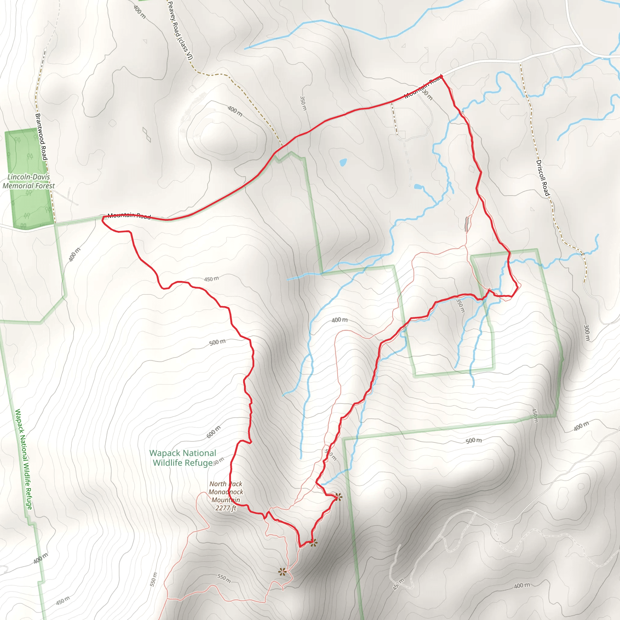 North Pack Monadnock Mountain Loop - Mountain Road mobile static map