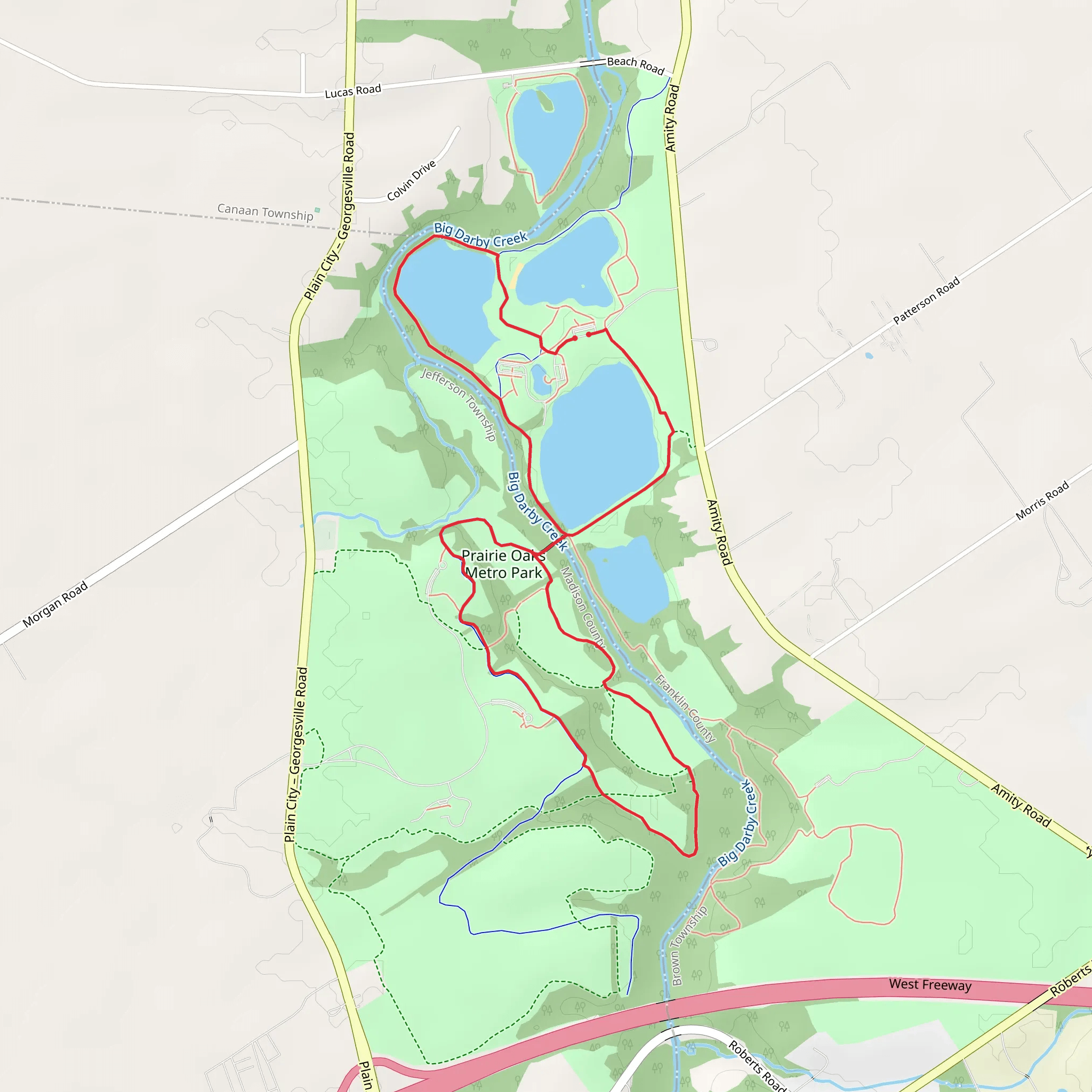 Lake View, Darby Creek Greenway and River Rock Loop Trail mobile static map