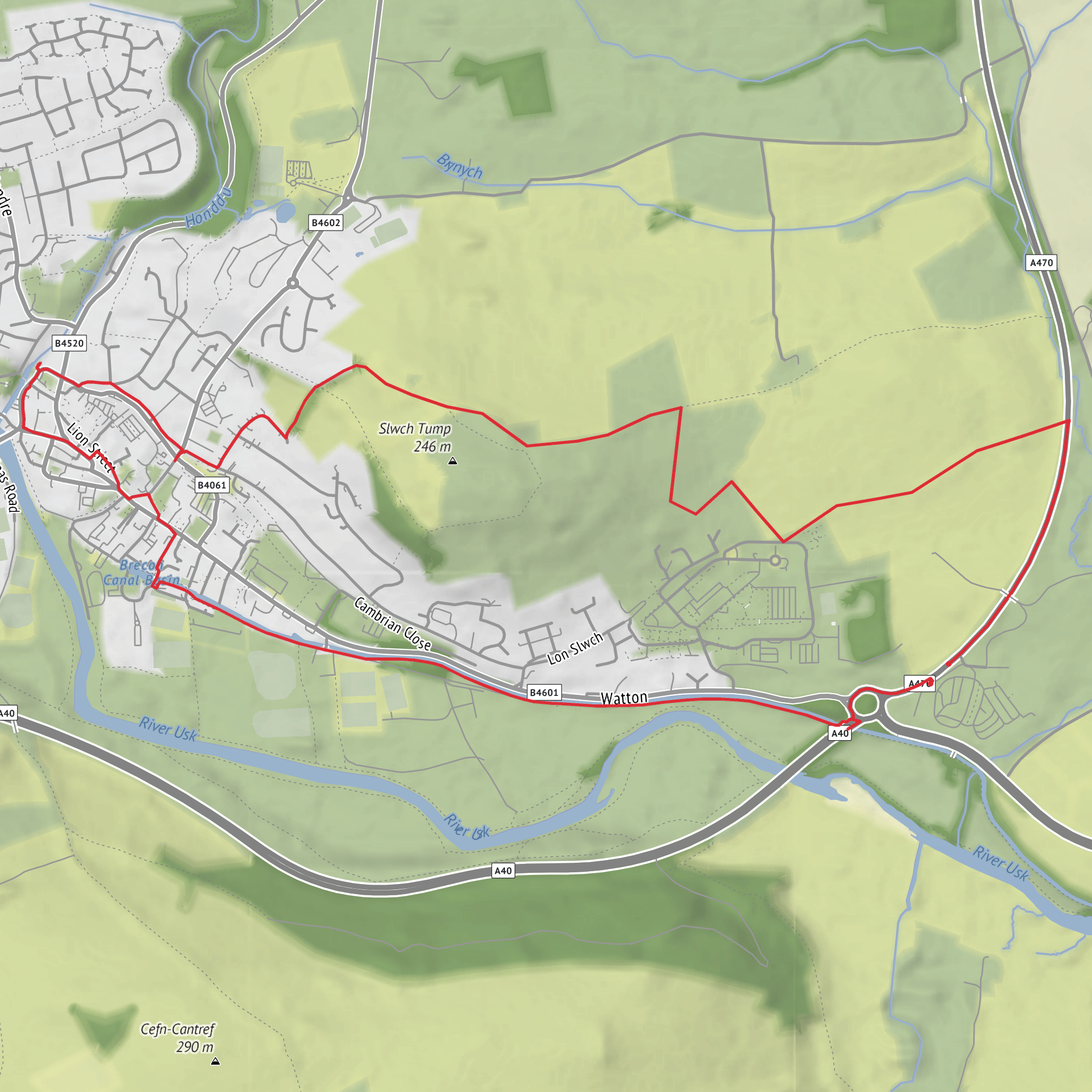 Brecon Circular and Slwch Tump Fort from CAMC Site mobile static map