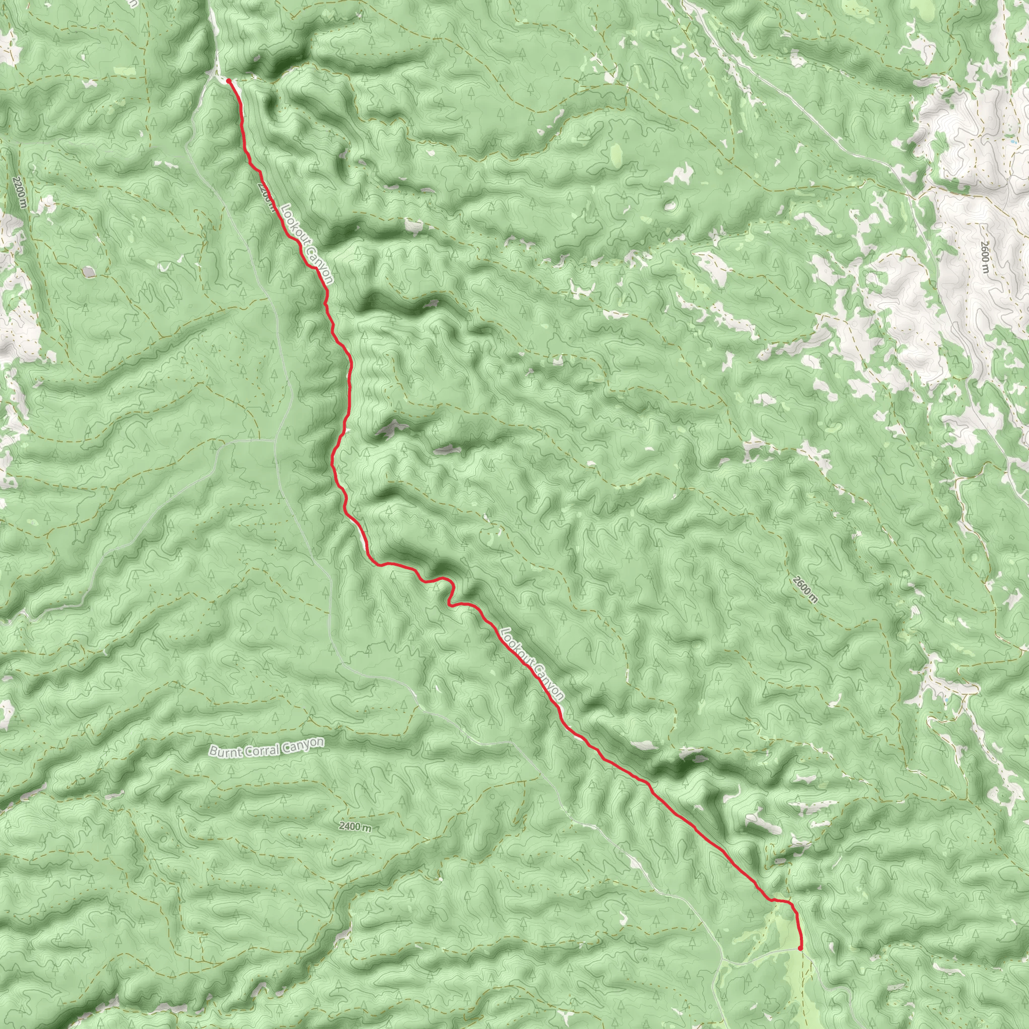 Upper Lookout Canyon Trail mobile static map