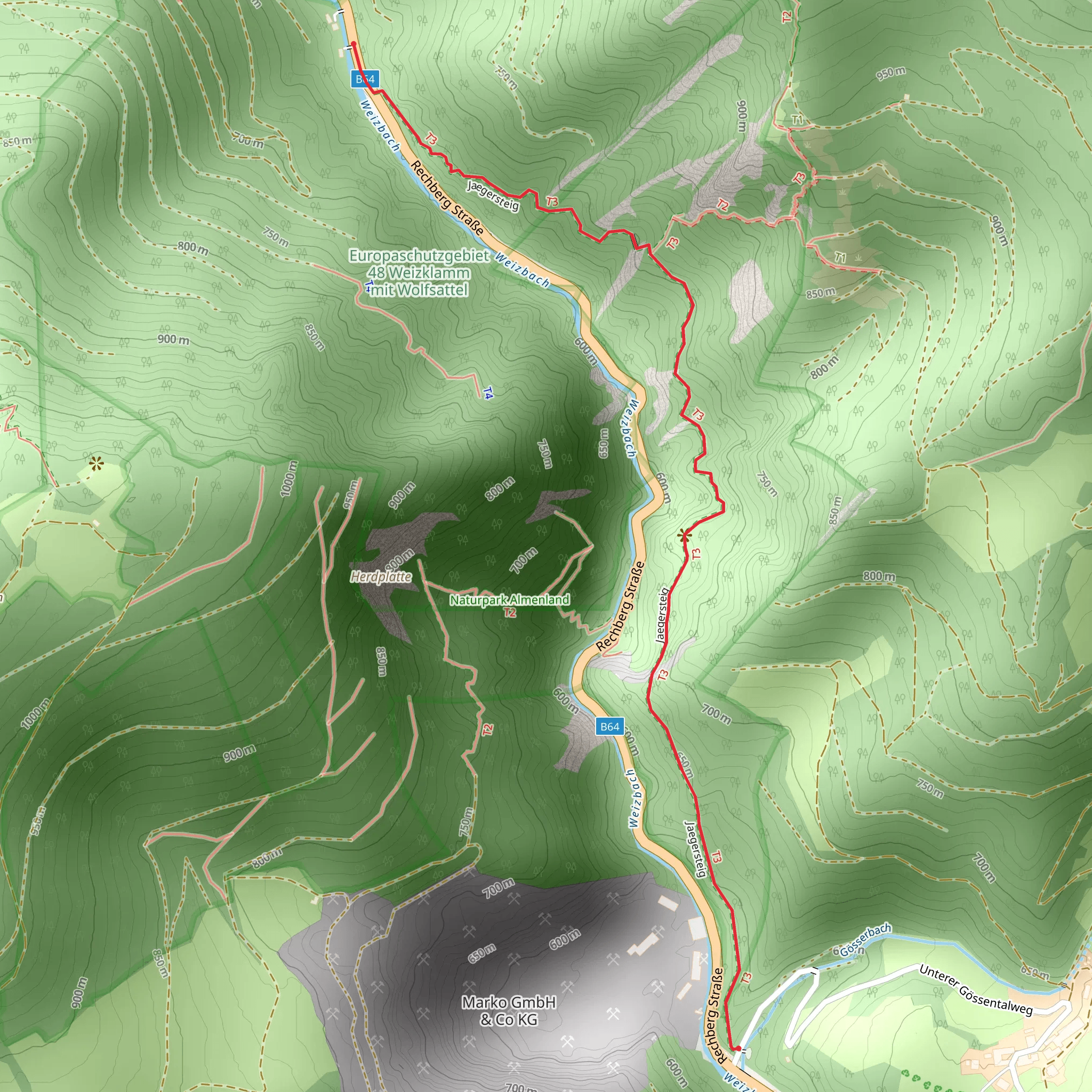 Jägersteig Weizklamm mobile static map