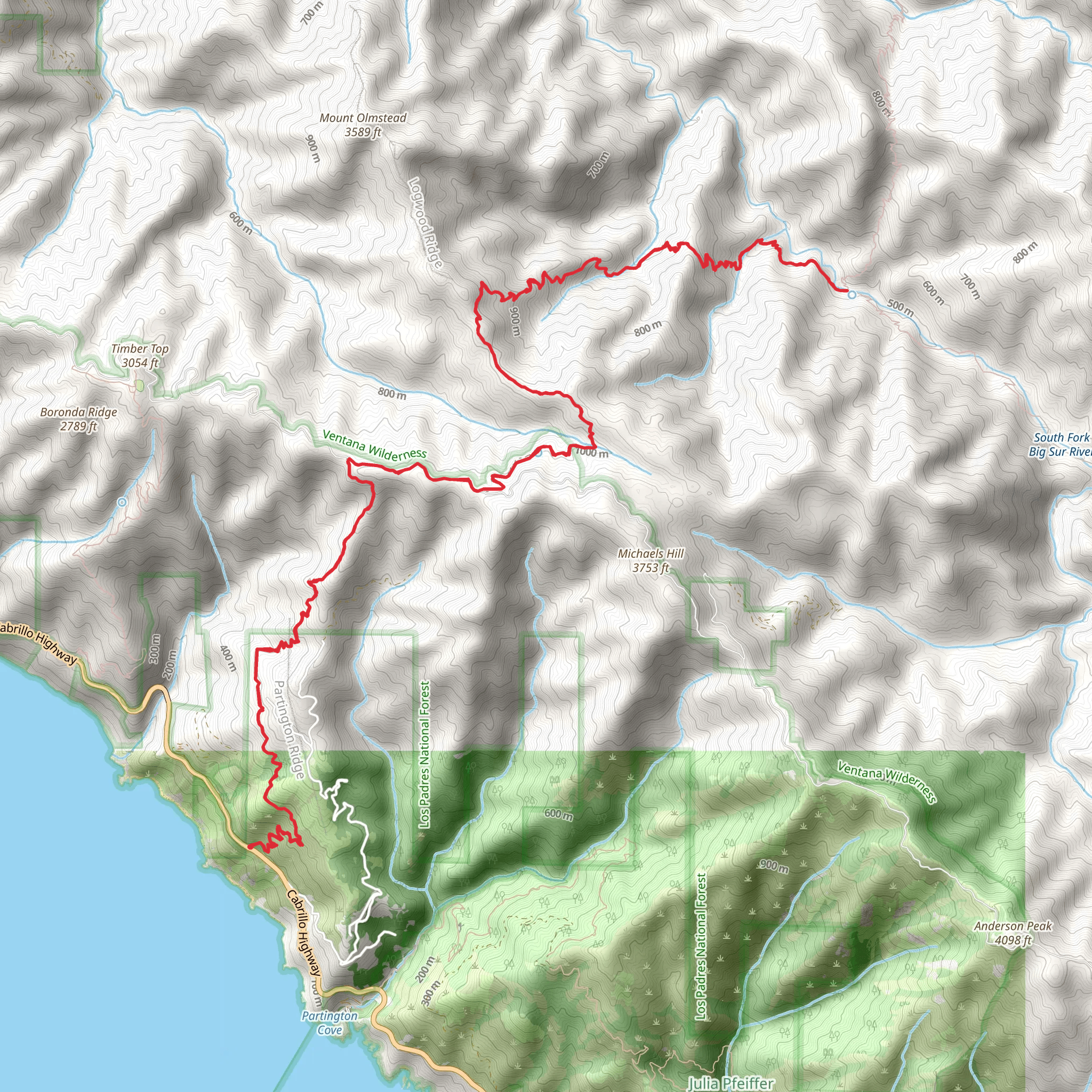 Deangulo Trail and Big Sur Trail mobile static map