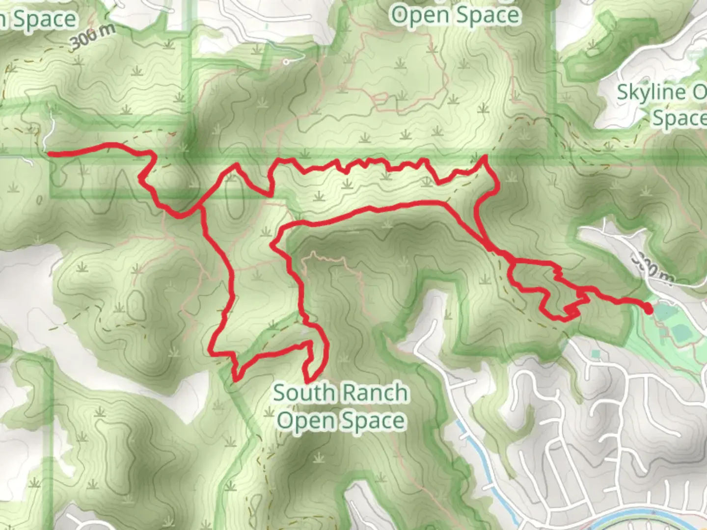 An image depicting the trail Los robles trail and Conejo Crest Loop Trail Loop and its surrounding area.
