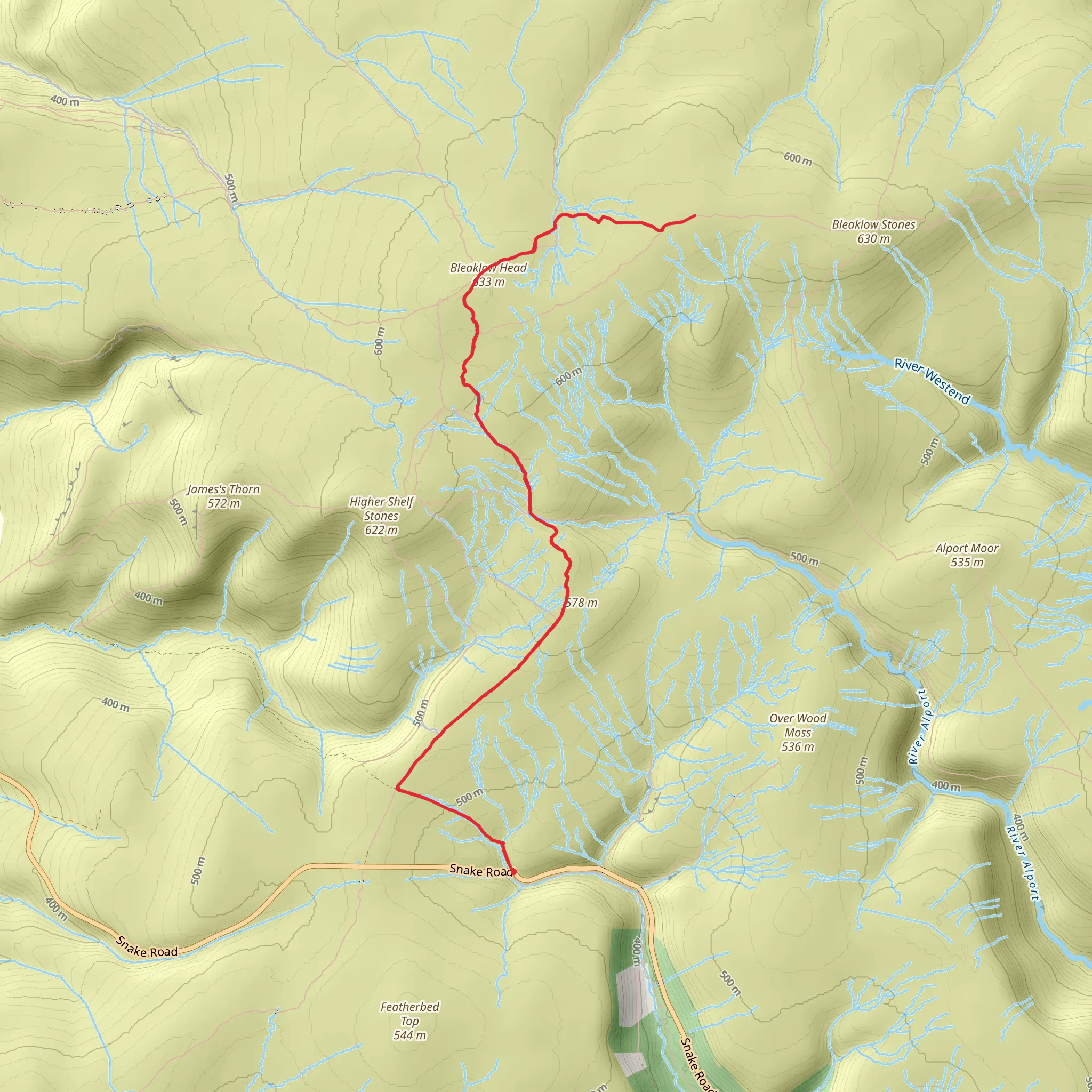 Bleaklow Hill Walk mobile static map