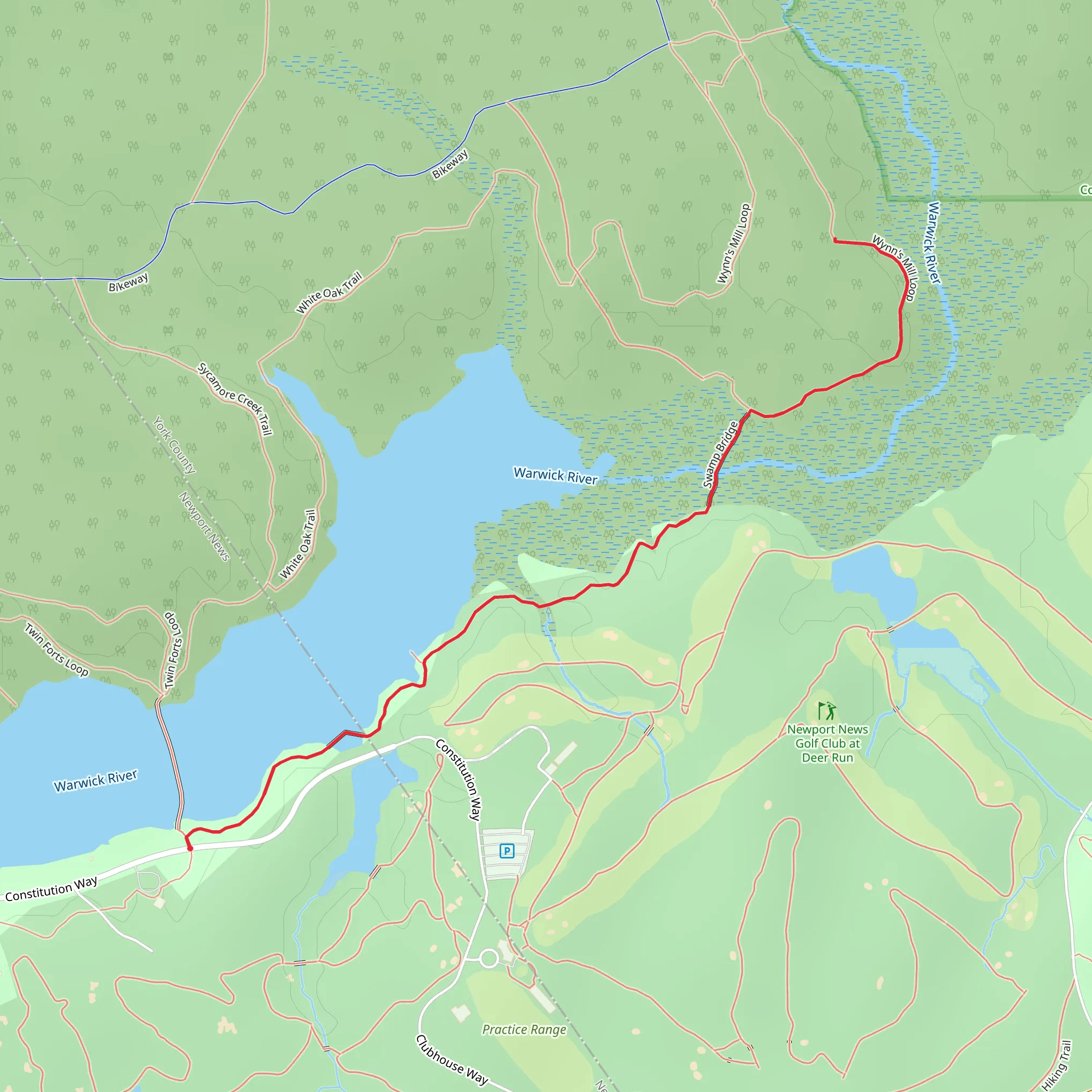Walk along Warwick River mobile static map