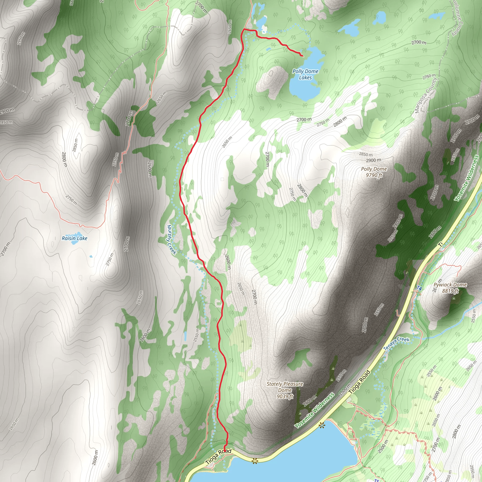 Polly Dome Lakes Trail via Murphy Creek Trail mobile static map