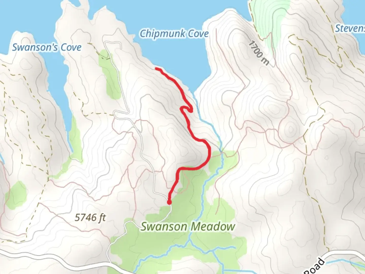 An image depicting the trail Chipmunk Cove and its surrounding area.
