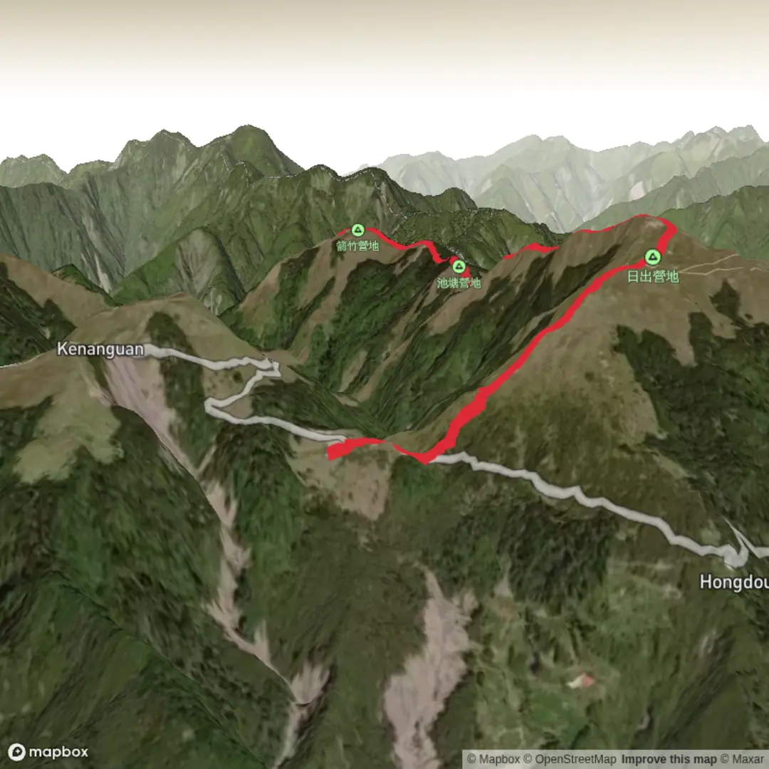 An image depicting the trail Hehuanshan North and West Peak and its surrounding area.