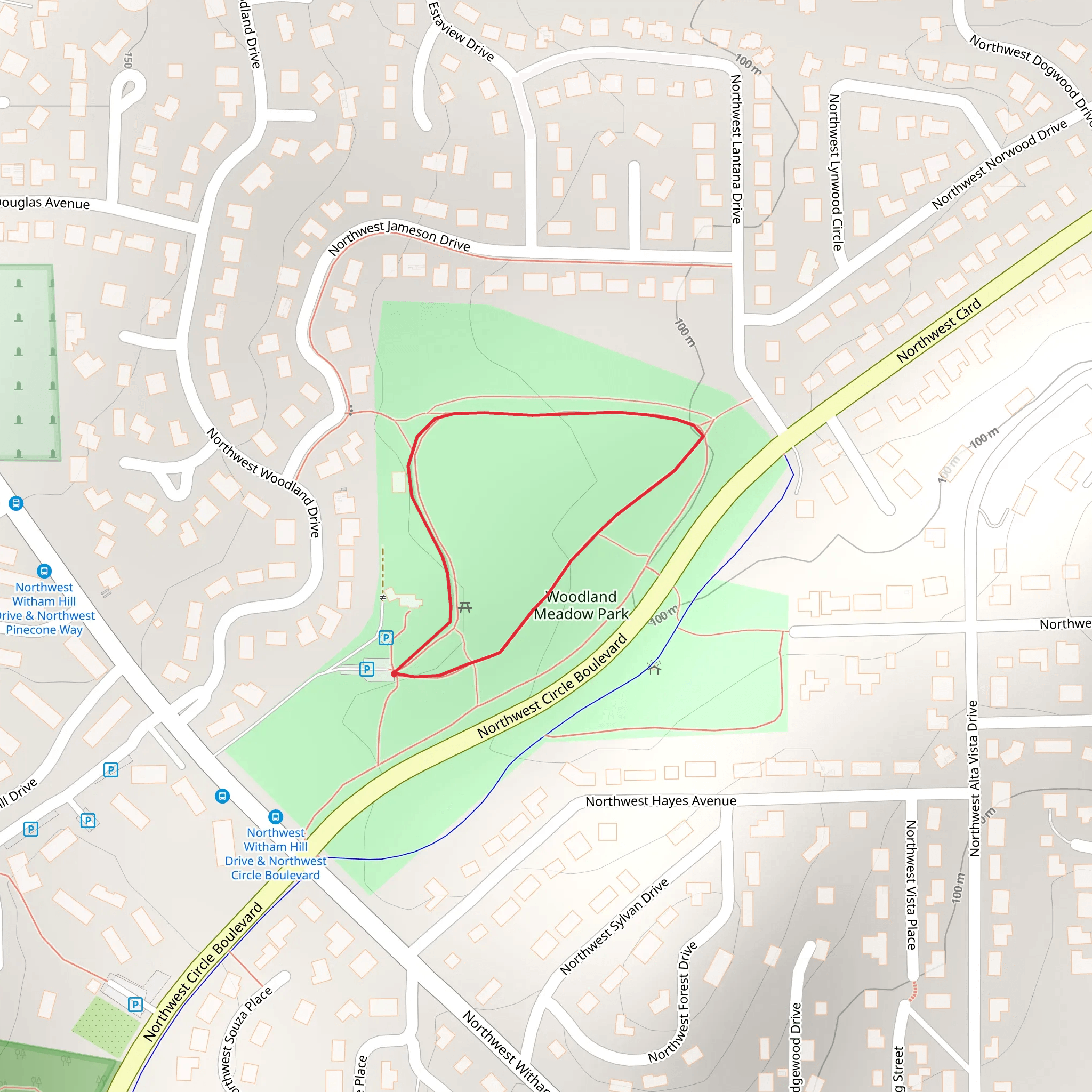 Woodland Meadow Park Loop mobile static map