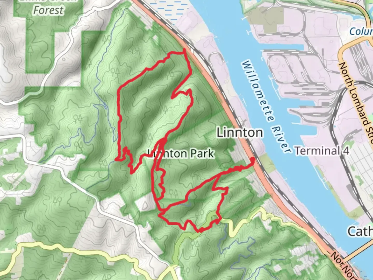 An image depicting the trail Cannon, Wildwood Trail and Northwest Newton Road Loop and its surrounding area.