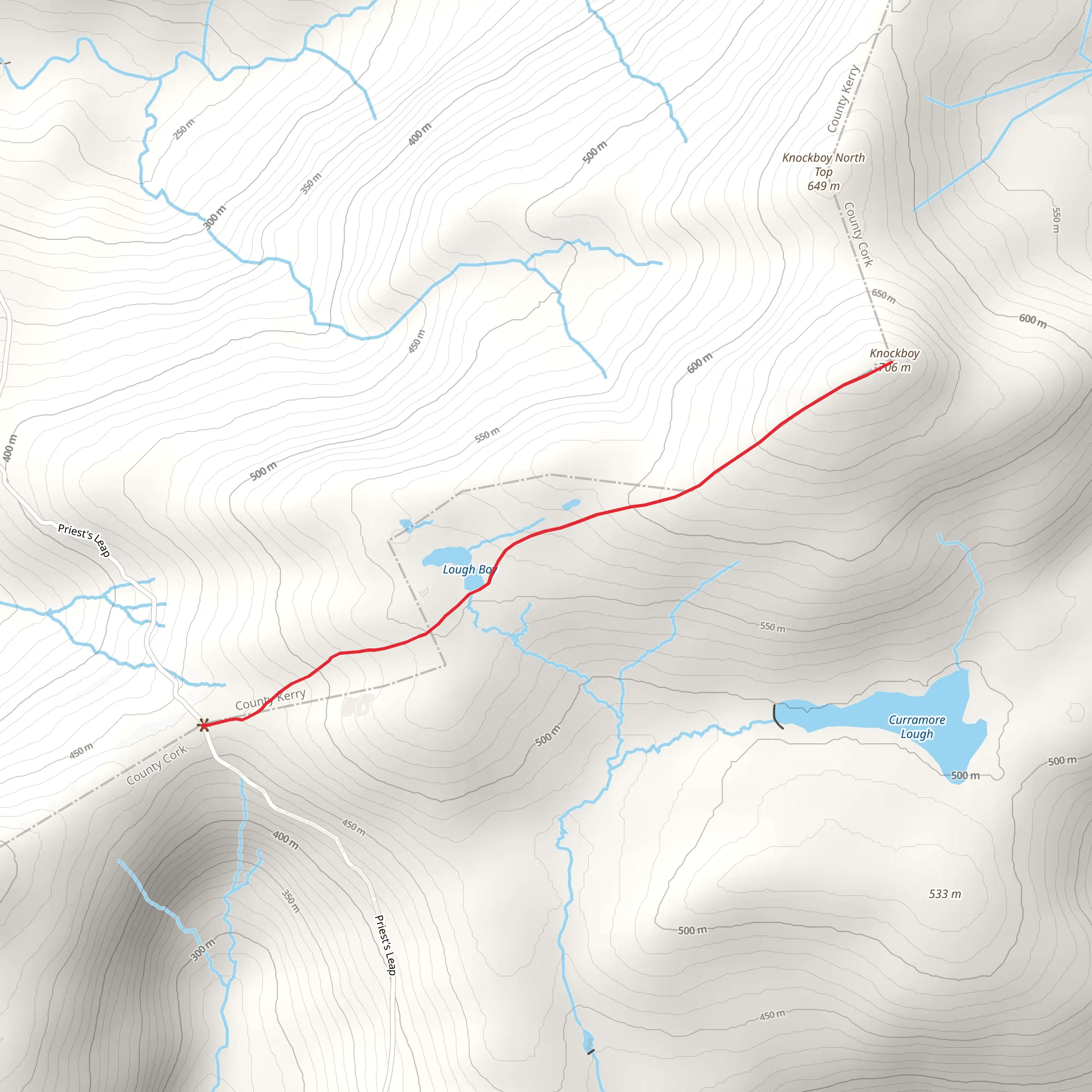 Knockboy Mountain Out and Back Walk mobile static map