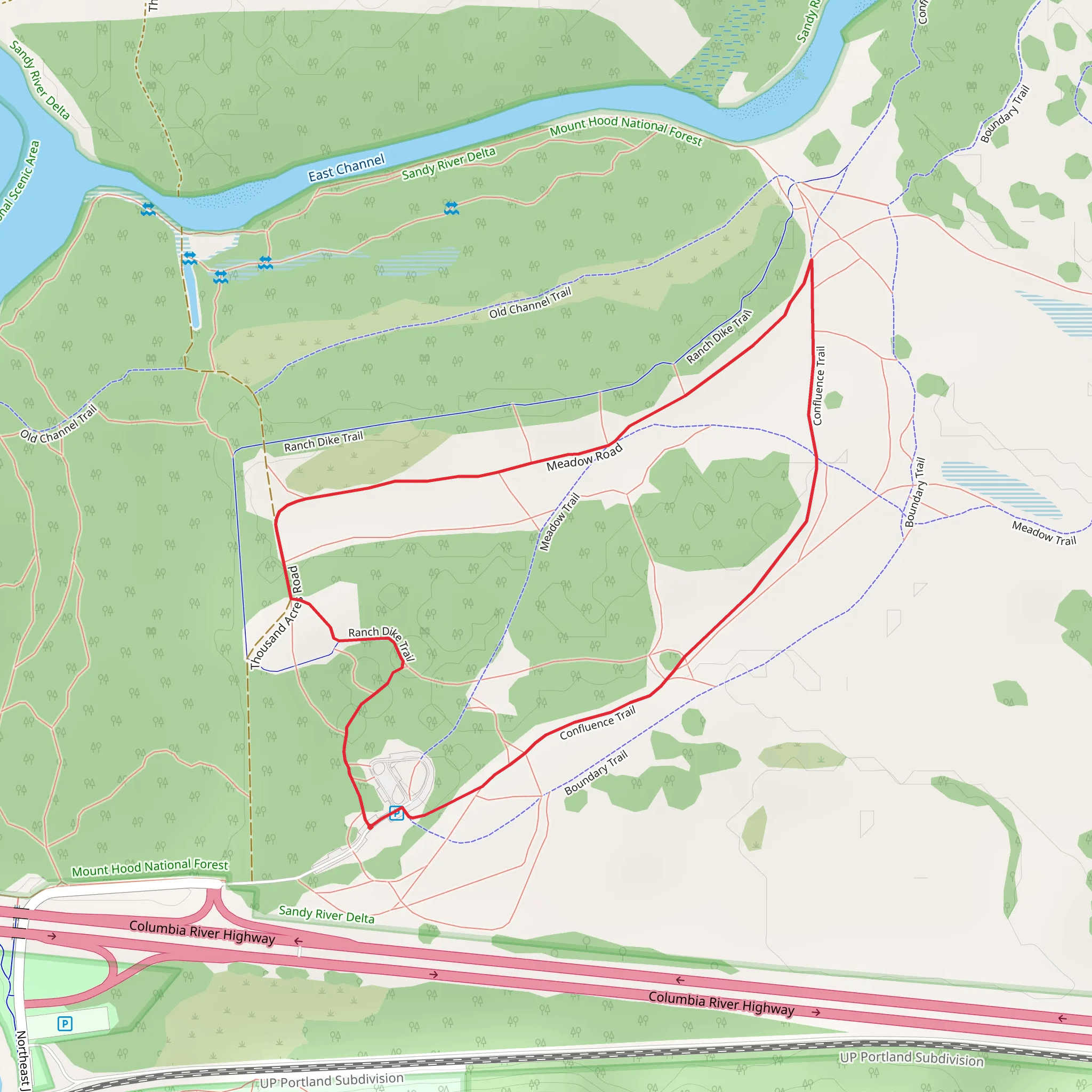 Ranch Dike trail and Confluence Loop Trail mobile static map