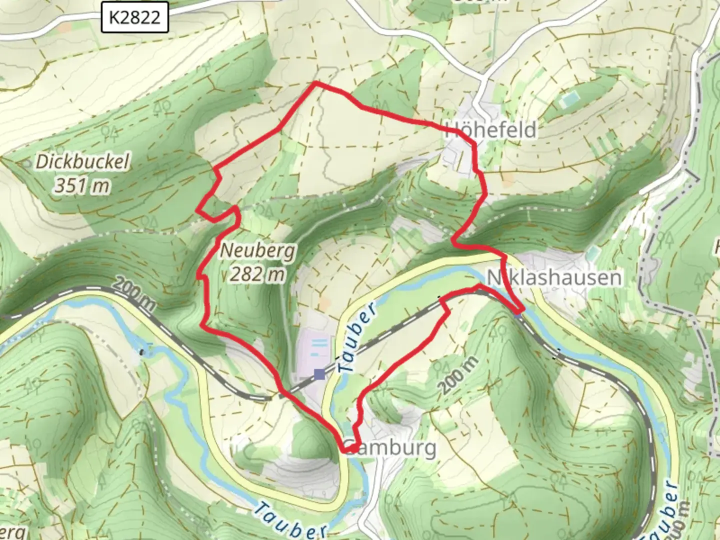 An image depicting the trail Rundwanderweg Gamburg and Main Neckar Rhein Weg and its surrounding area.
