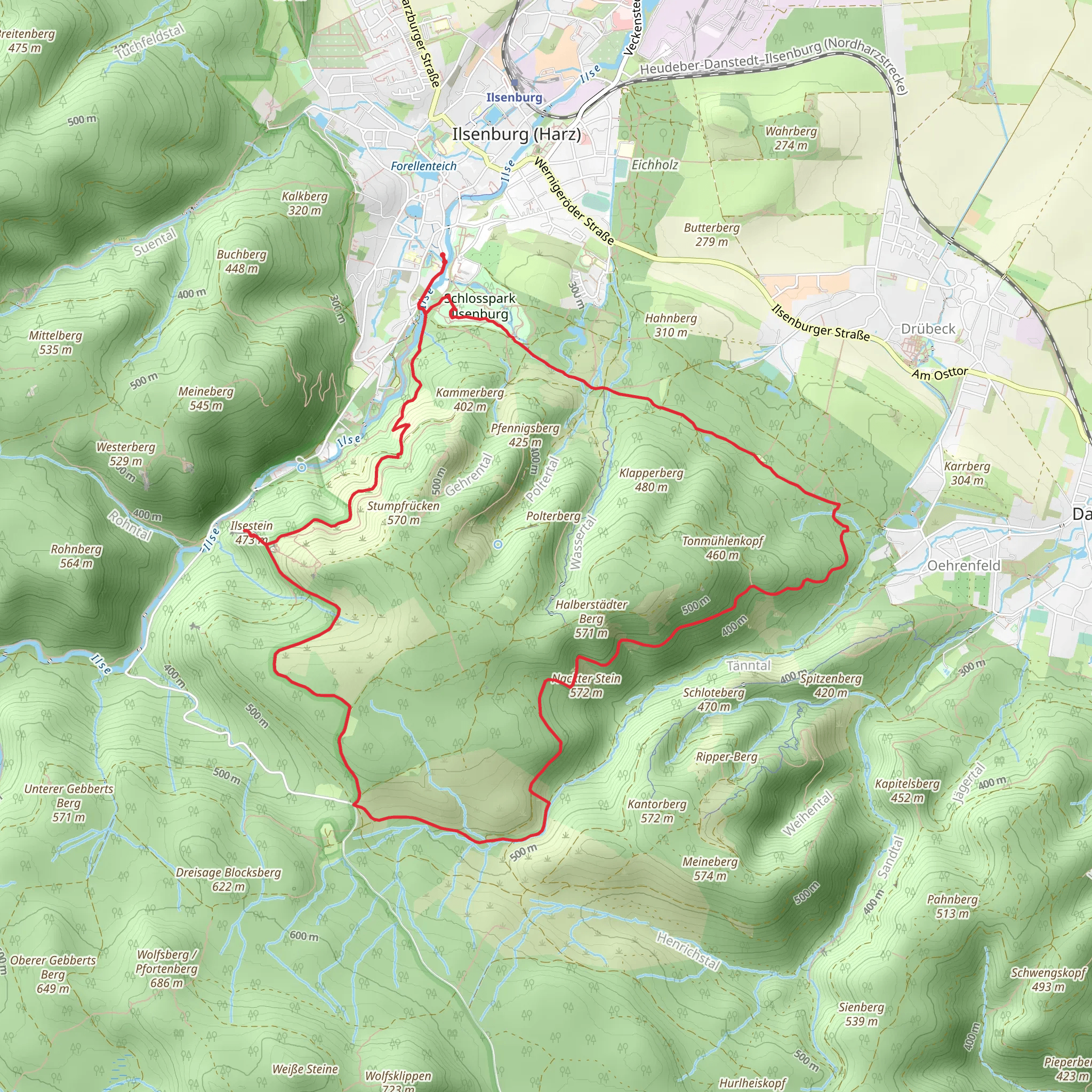 Harzklub Weg and Handweg Halberstaedter Berg Loop mobile static map