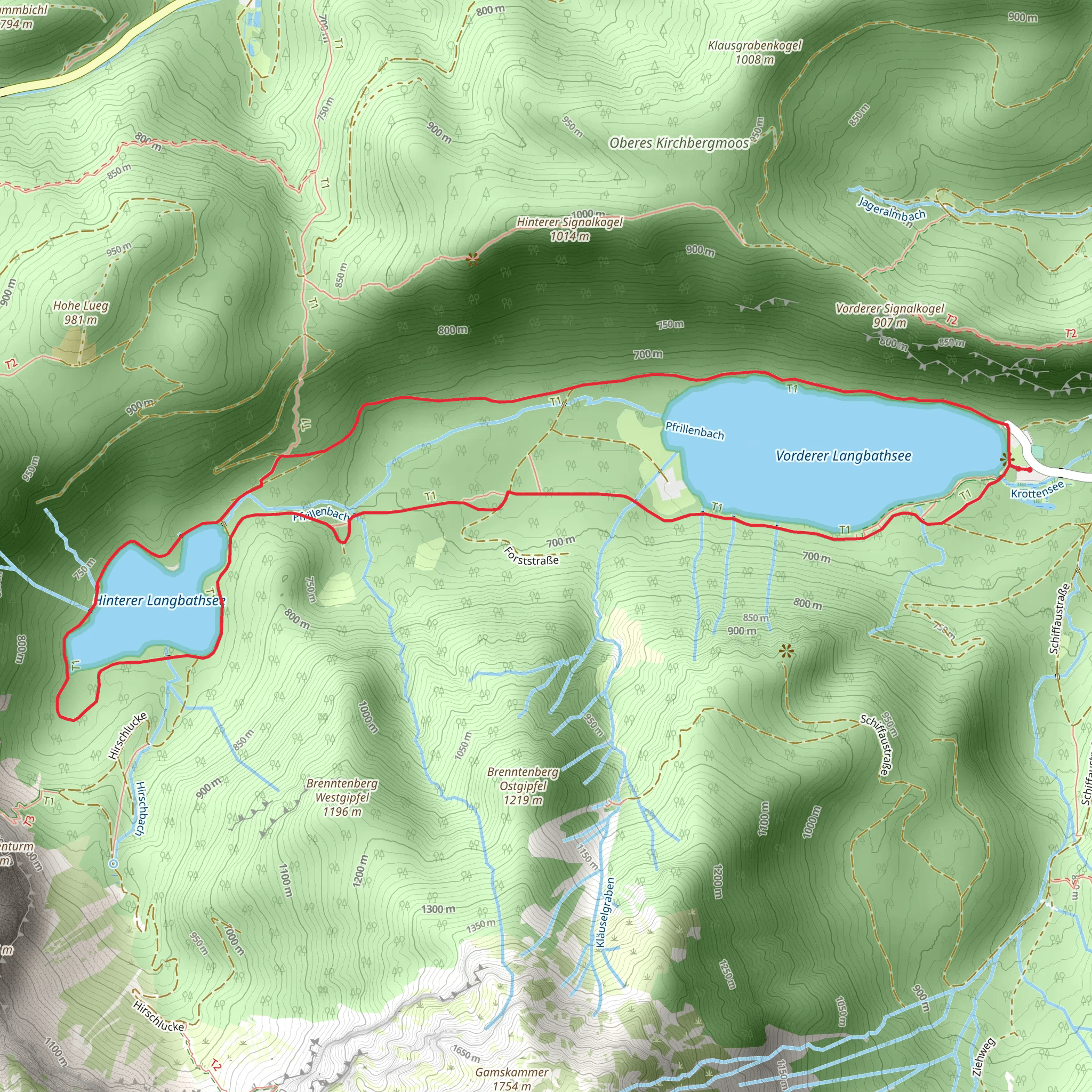 Vorderer and Hinterer Langbathsee Lake Loop mobile static map