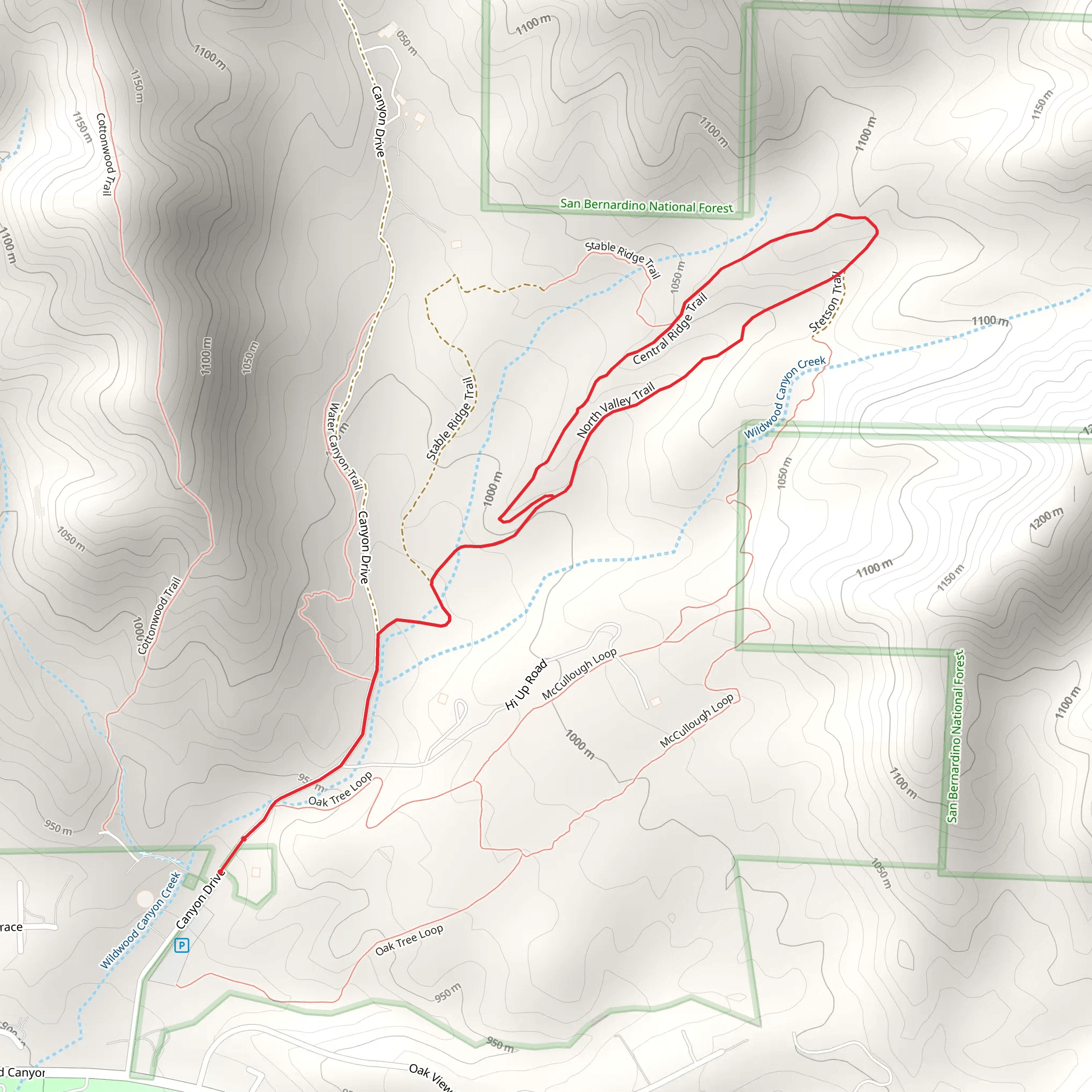 North Valley and Central Ridge Loop Trail mobile static map