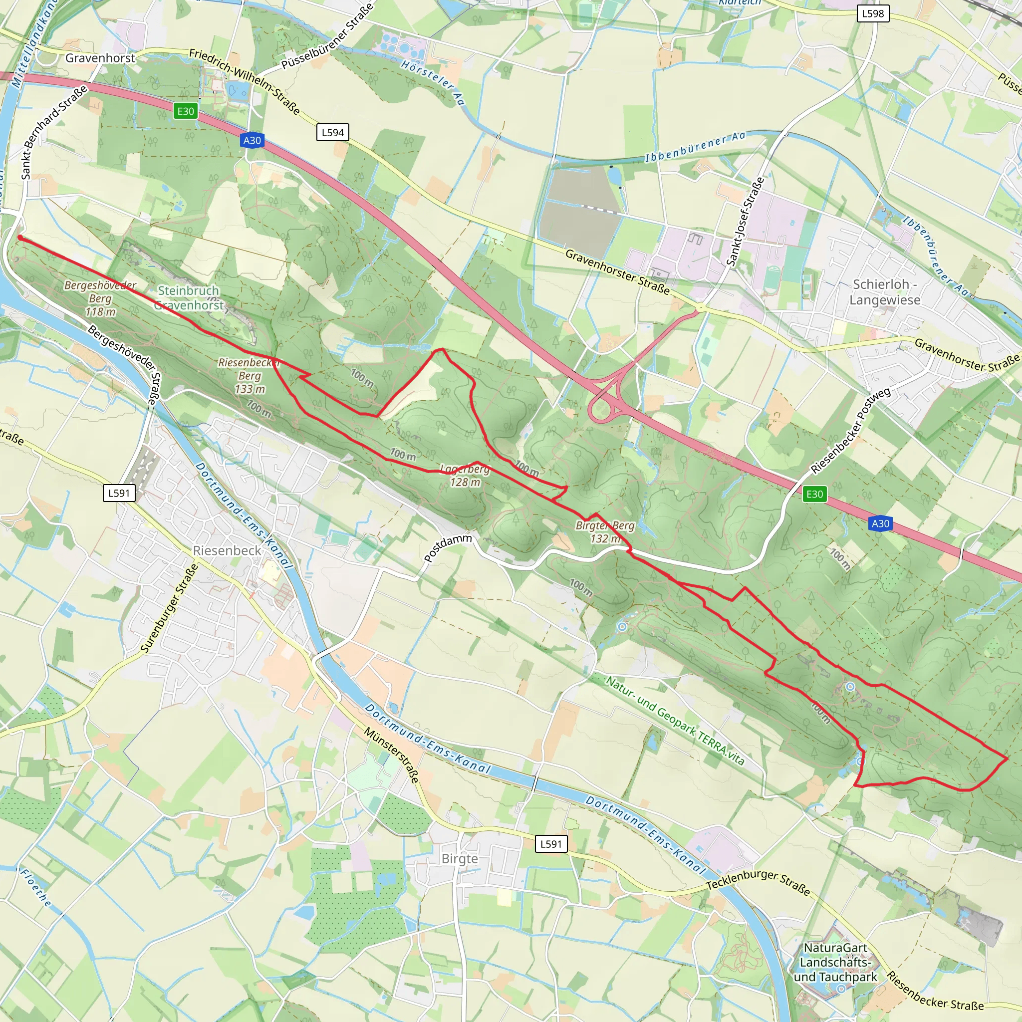 Riesenbecker Berg and Birgter Berg Walk mobile static map
