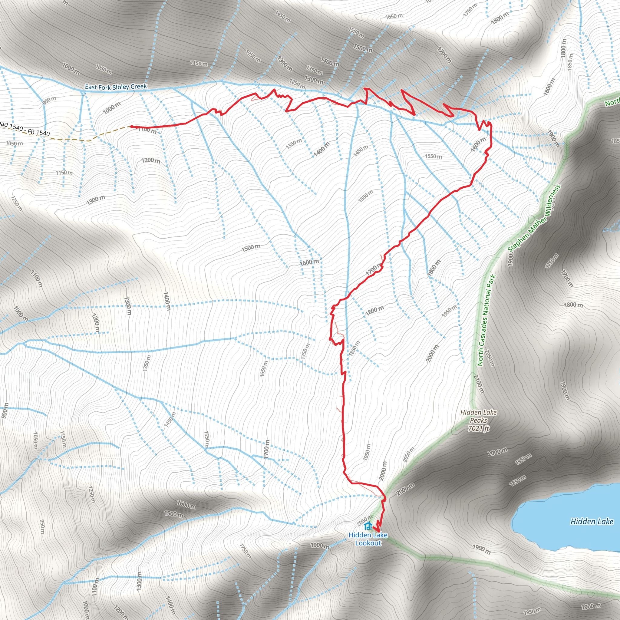 Hidden Lake Trail mobile static map