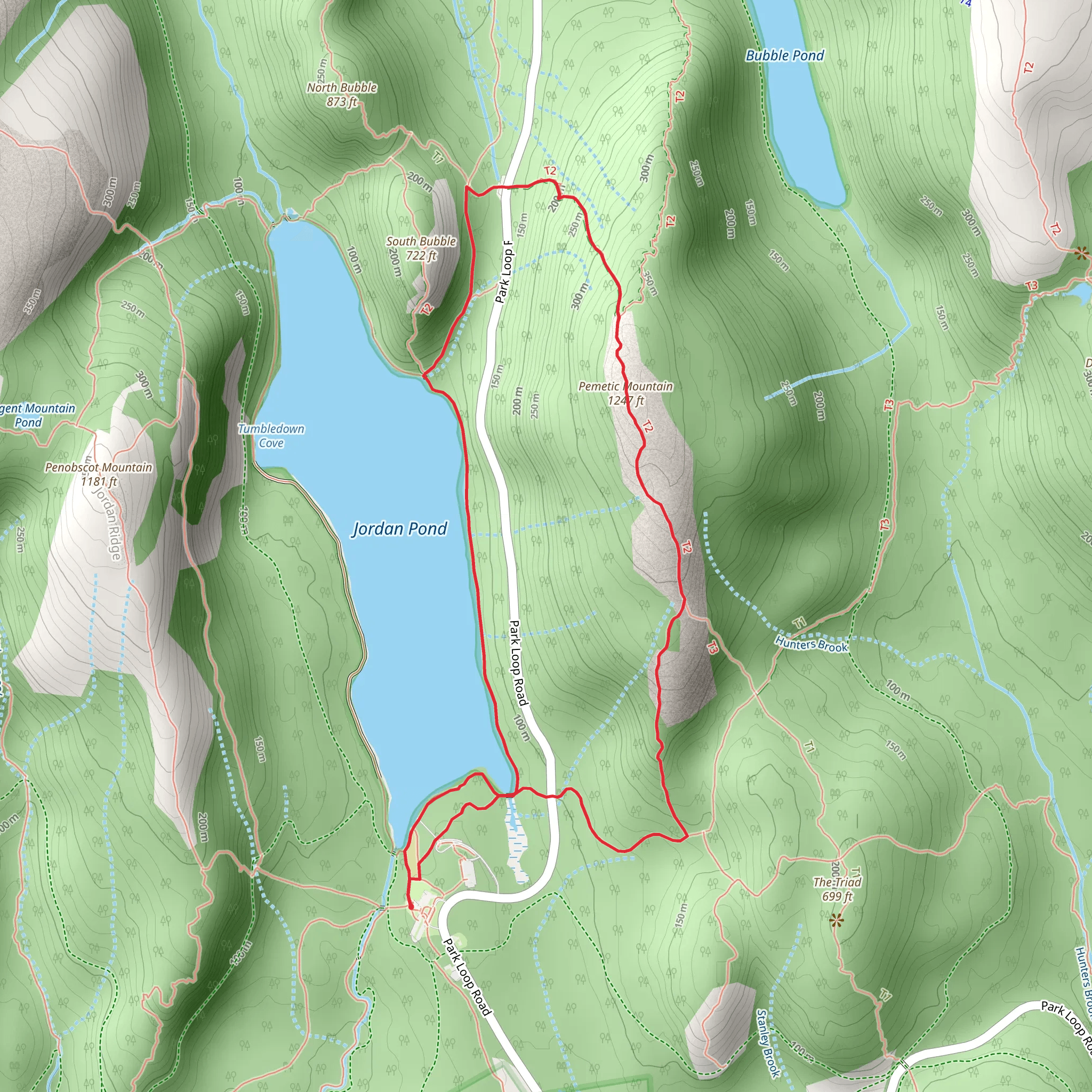 Jordan Pond and Pemetic Mountain Loop mobile static map