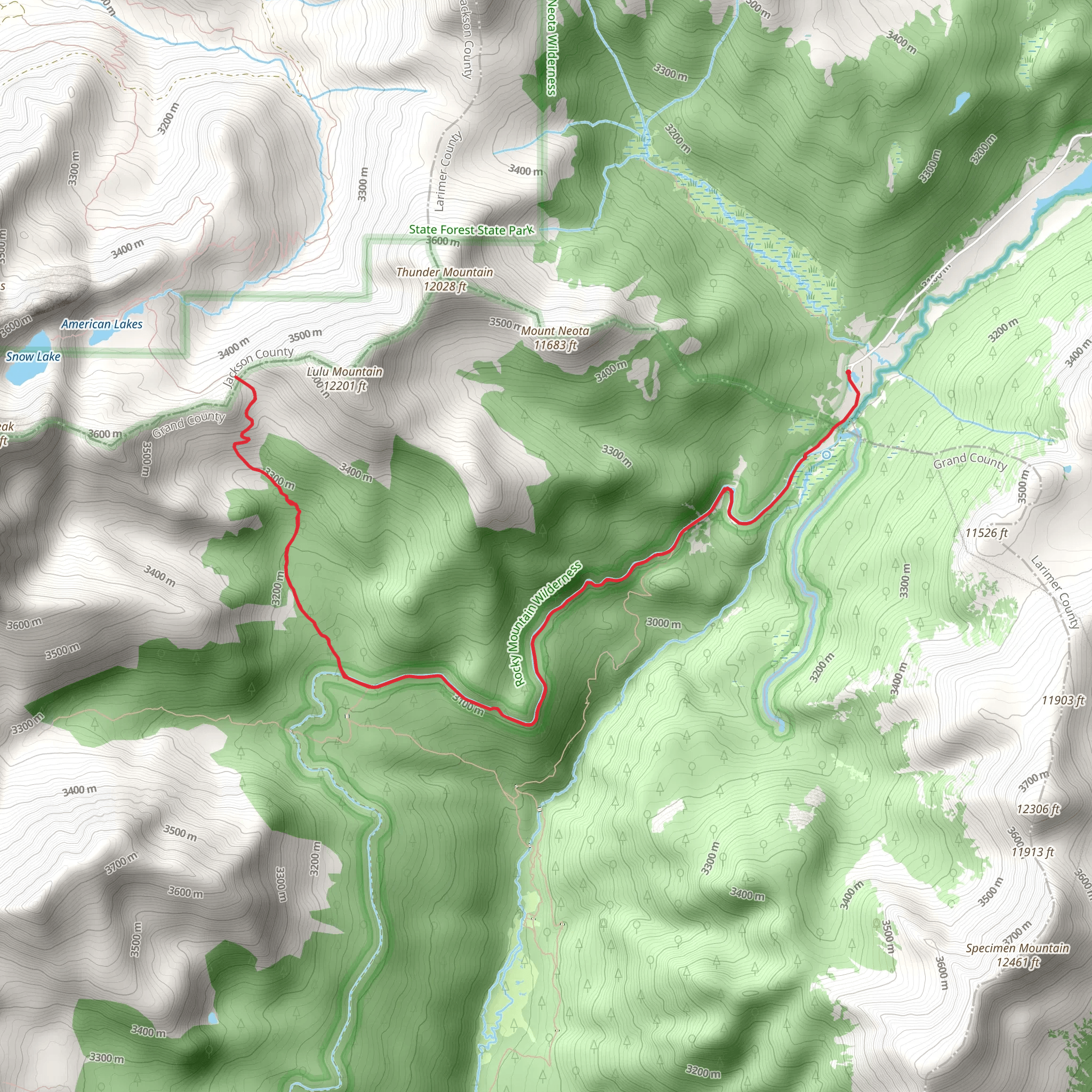 Thunder Pass via Grand Ditch Trail mobile static map
