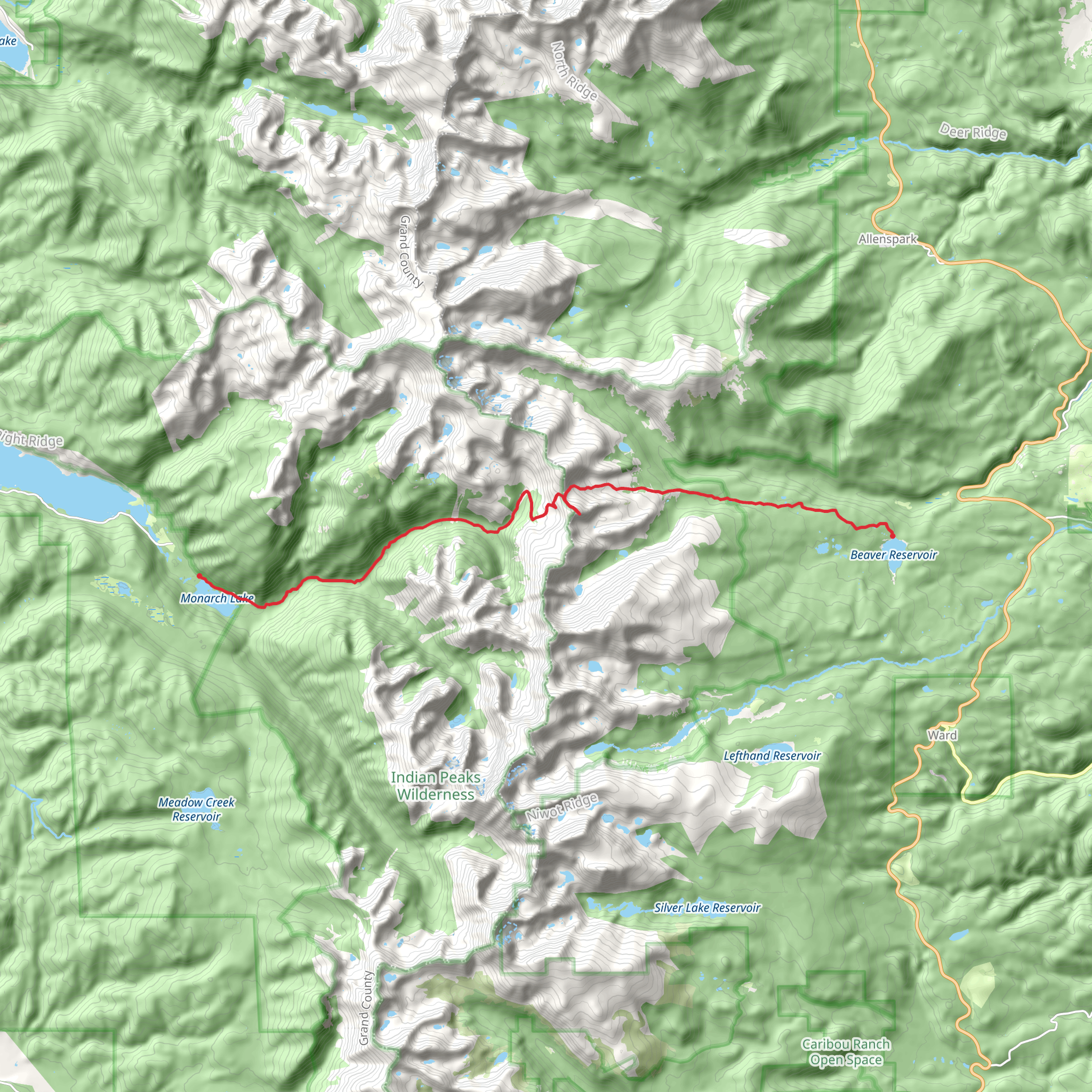 Beaver Reservoir - Sawtooth Mountain - Monarch Lake mobile static map