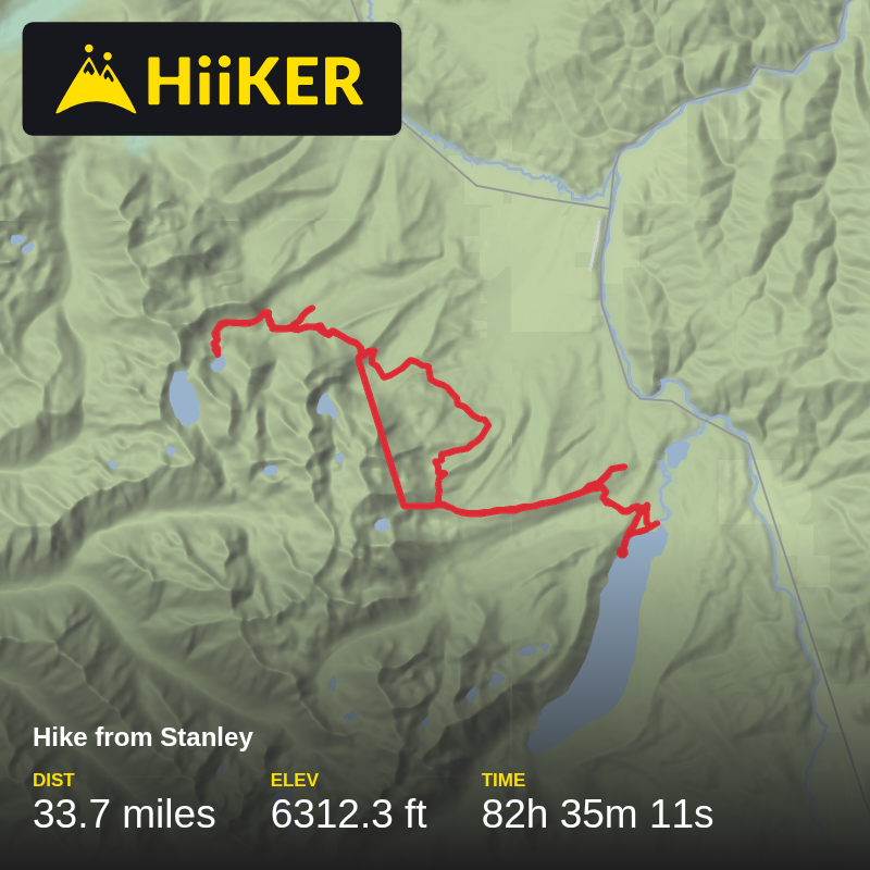 A map preview of the recording Hike from Stanley.