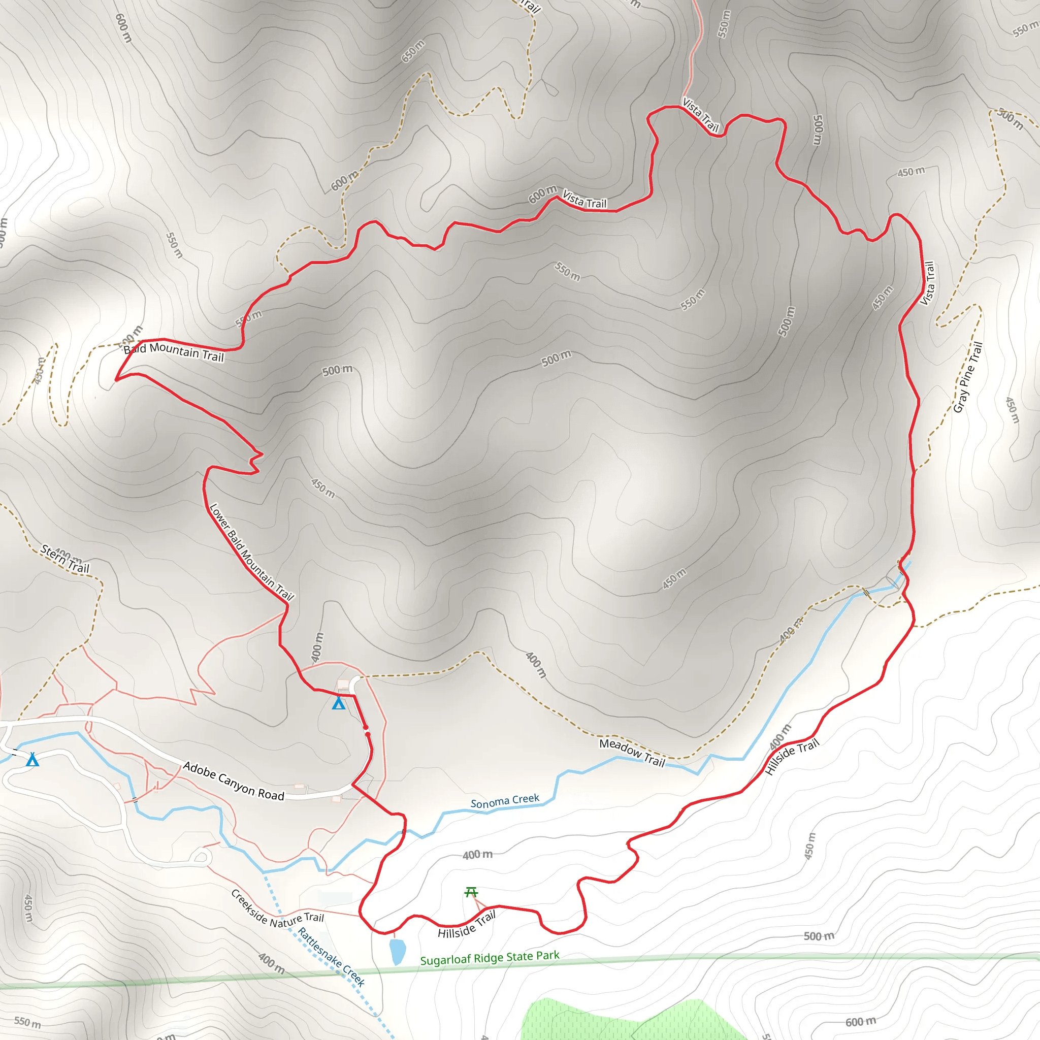 Hillside and Vista Loop Trail mobile static map