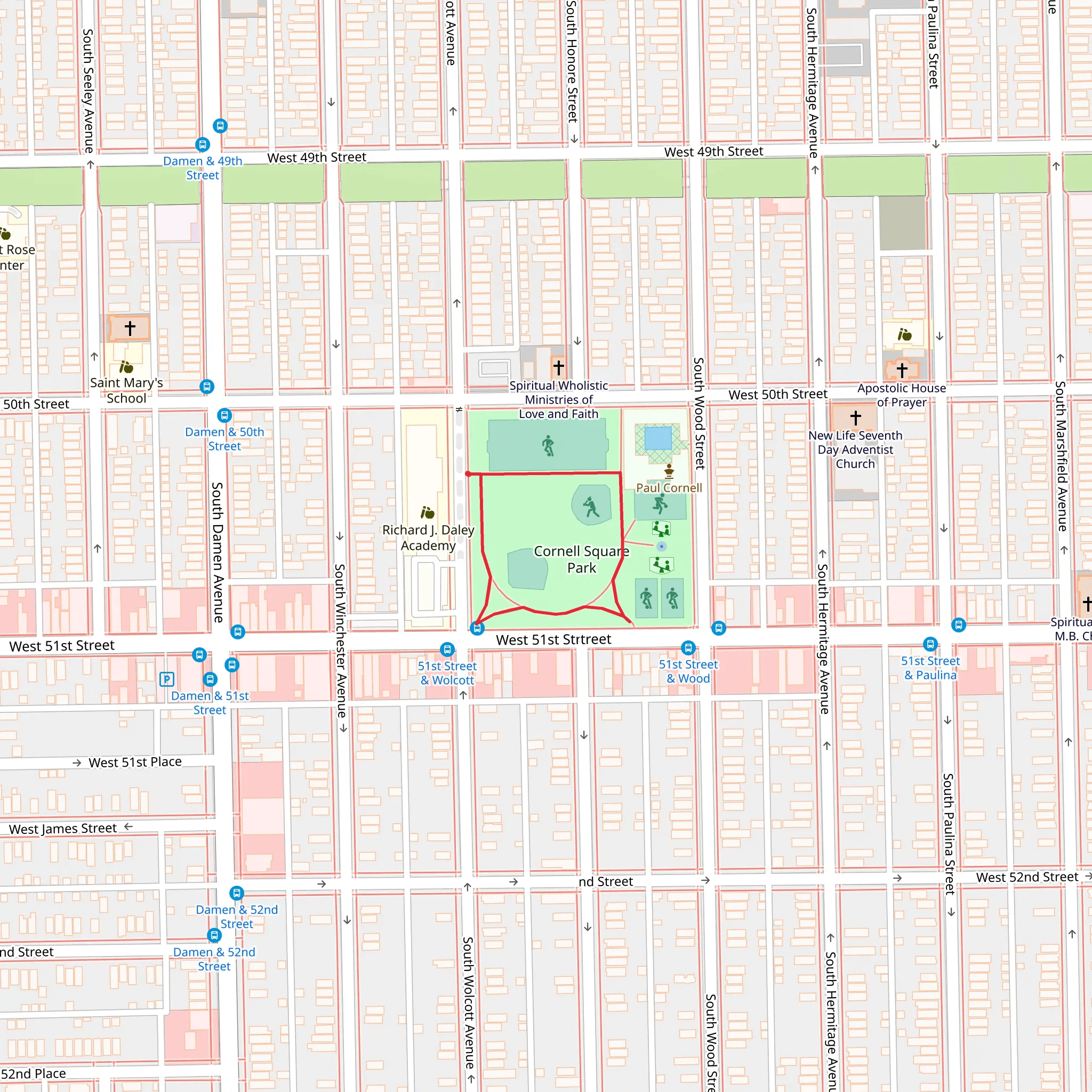 Cornell Square Park Loop mobile static map