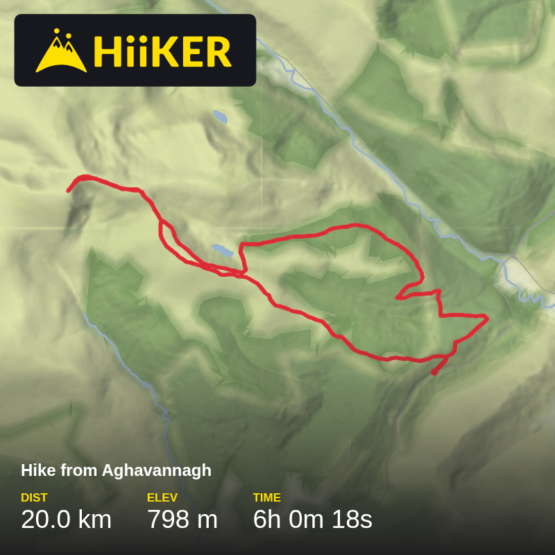 A map preview of the recording Hike from Aghavannagh.