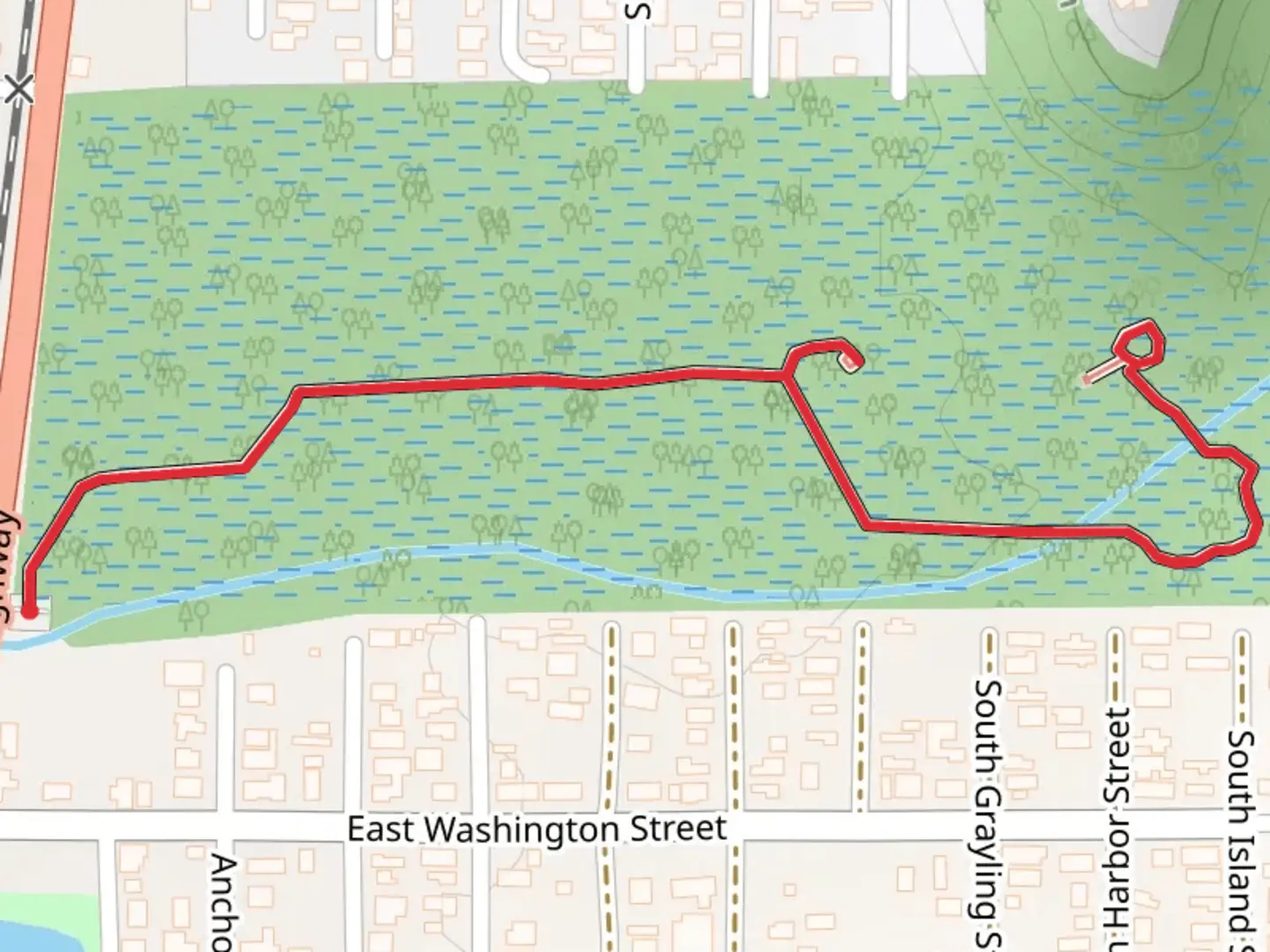 An image depicting the trail Saltair Creek Walk and its surrounding area.